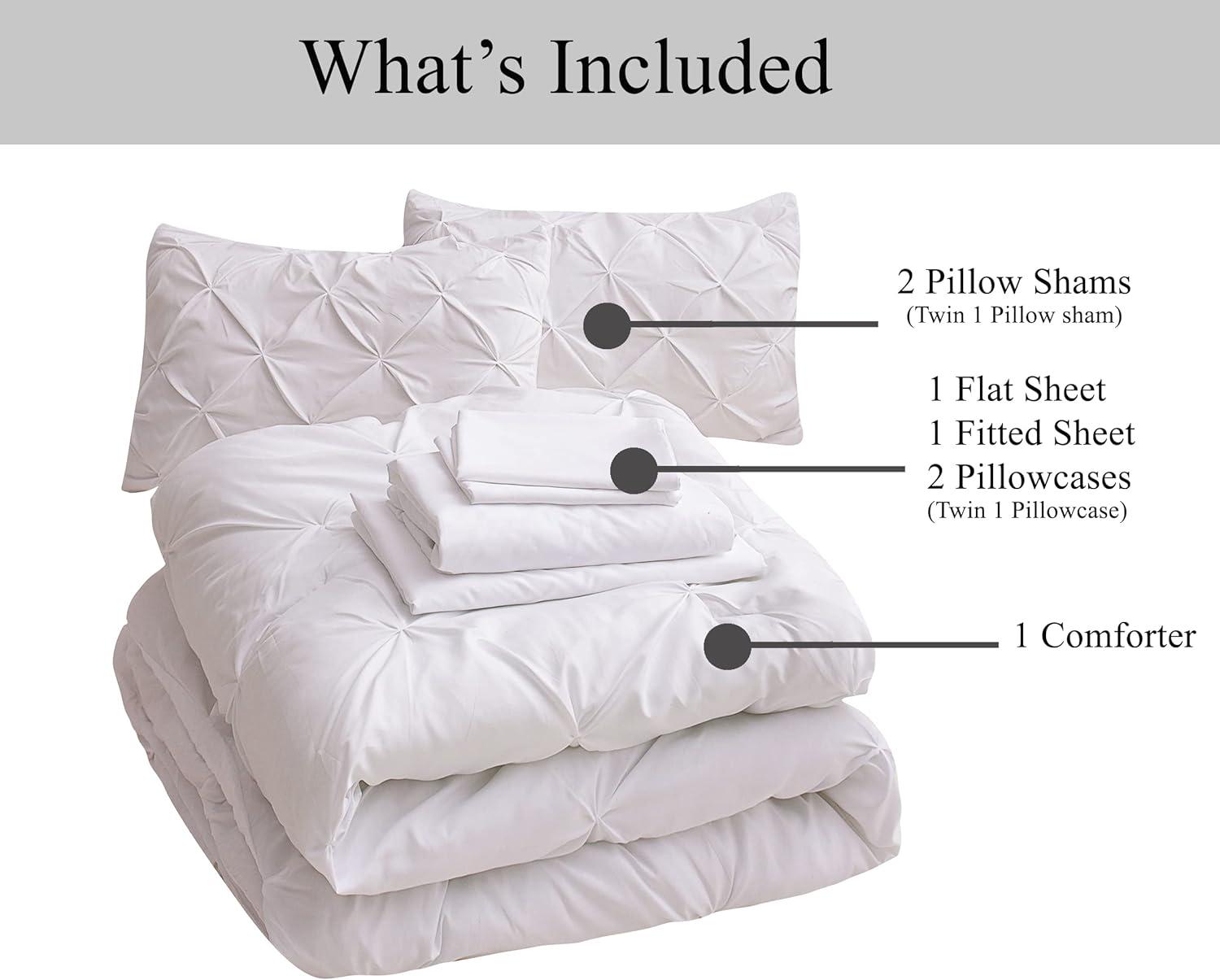 Nestl Bed-in-A-Bag Pleated Comforter Set with Bed Sheets