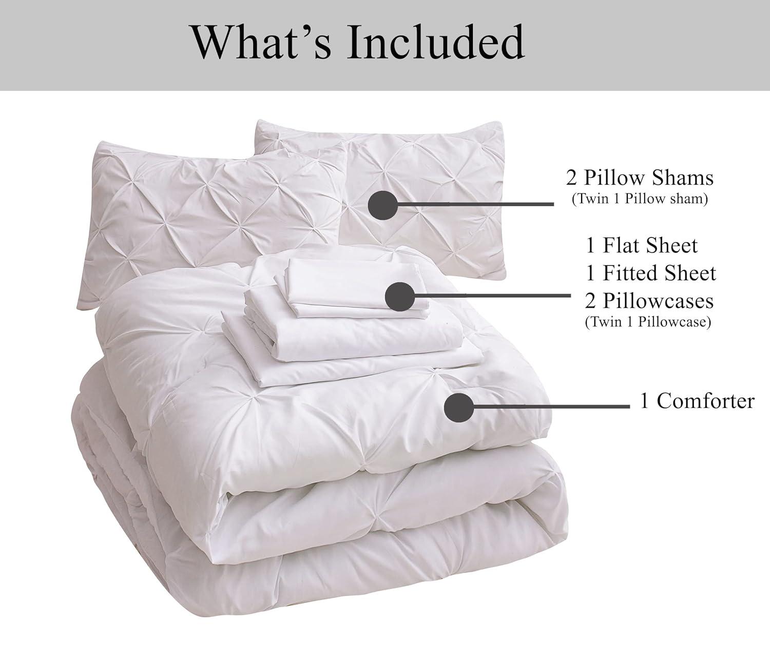 Nestl Bed-in-A-Bag Pleated Comforter Set with Bed Sheets