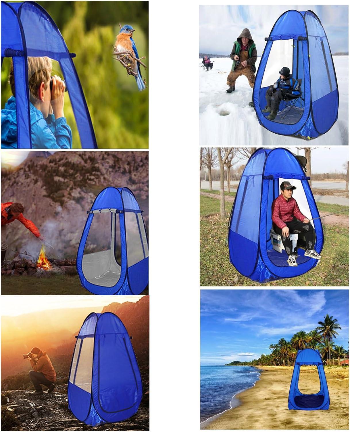 Blue Polyester Pop Up Personal Emergency Tent with Clear Windows