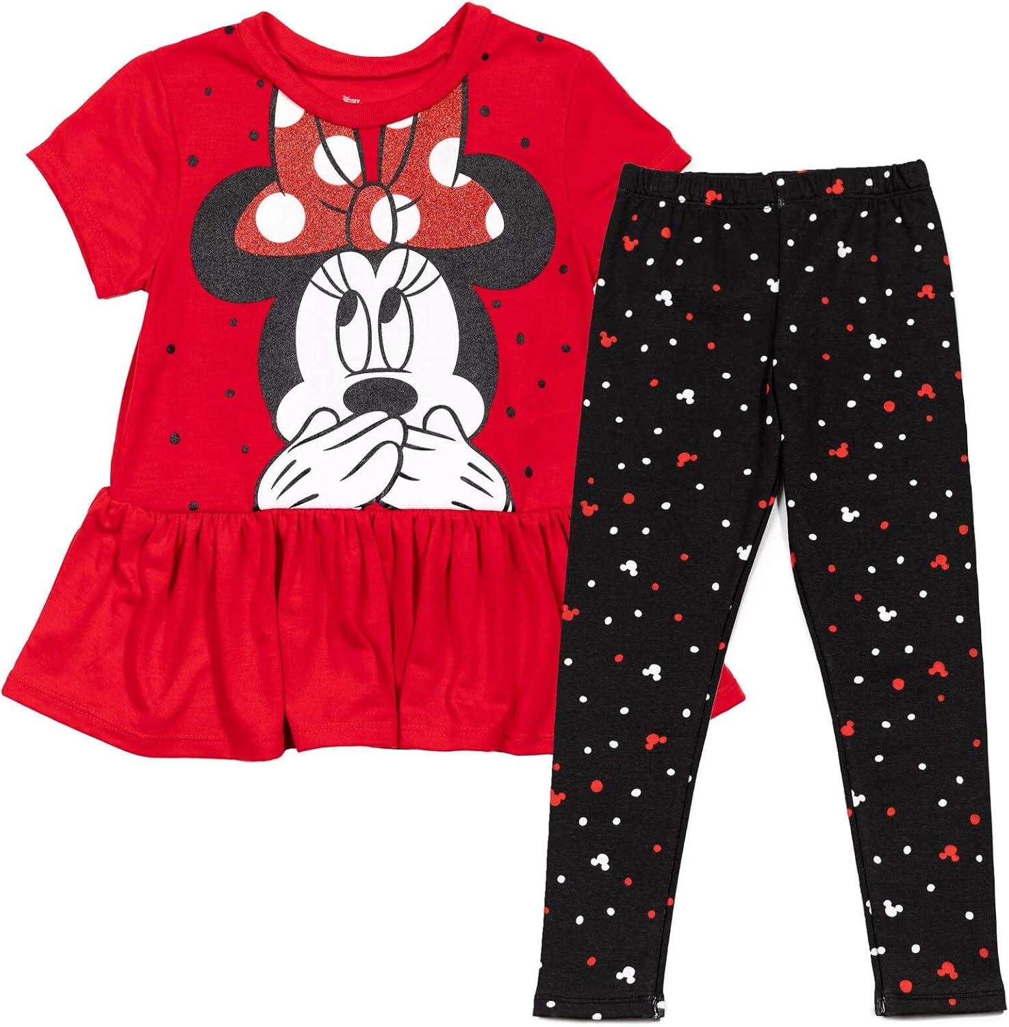 Disney Minnie Mouse Big Girls Graphic T-Shirt & Leggings Red/Black 14-16