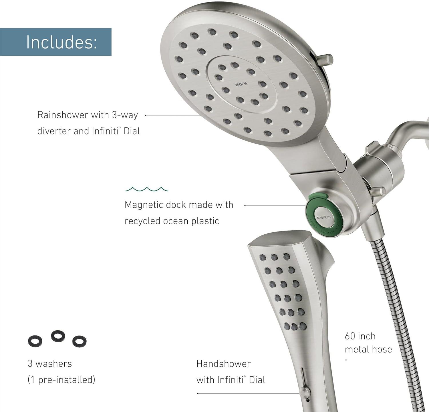 Verso 2.5 GPM Rainshower/Handshower Combination with Infiniti Dial and Magnetix Docking