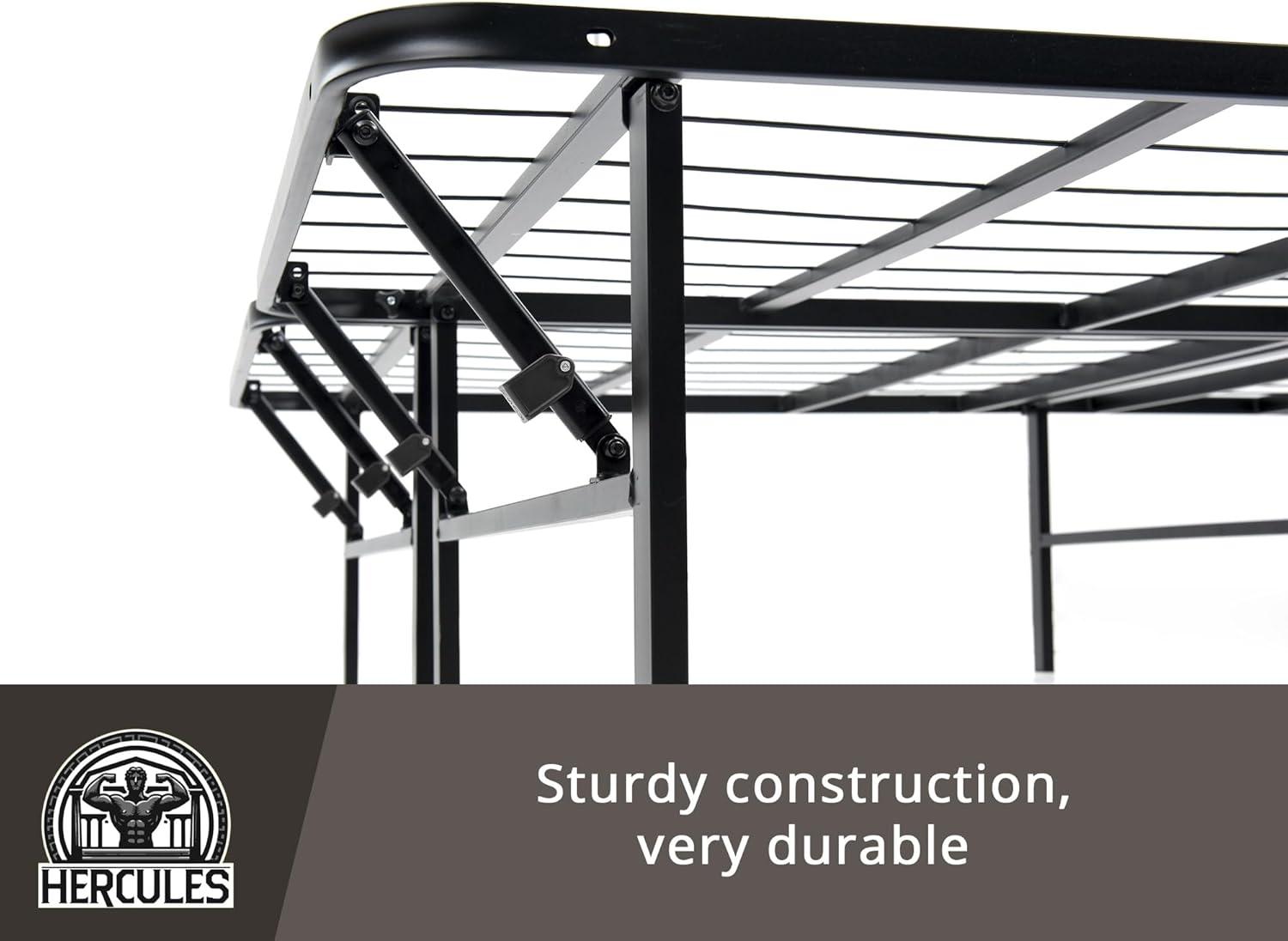 Hercules Folding Metal Bed Frame, 14 Inch Heavy Duty Platform Mattress Foundation, Easy Assembly, Noise Free, No Box Spring Needed, Twin