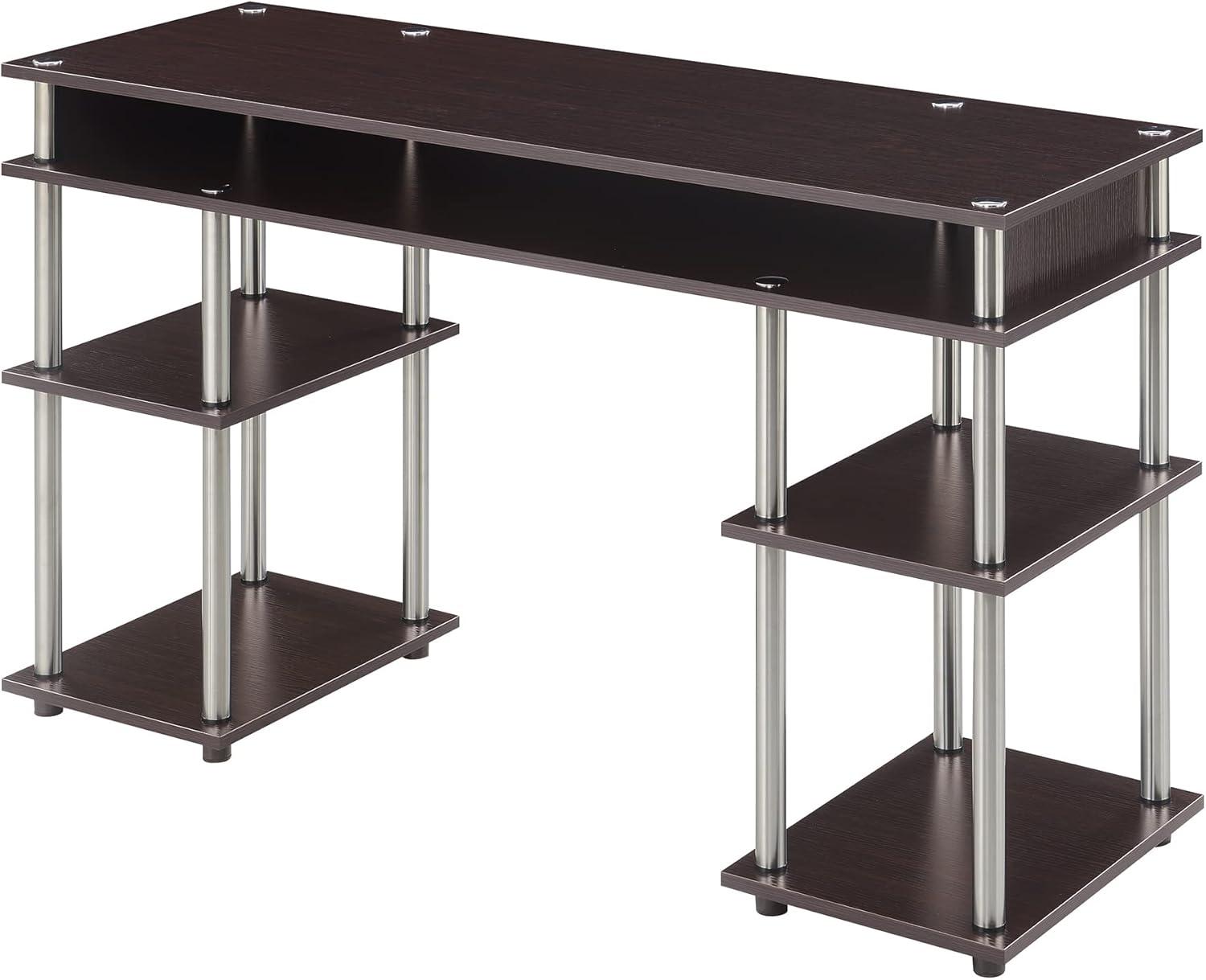 Convenience Concepts Designs2Go 30 inches Tall No Tools Student Desk with Shelves, Espresso