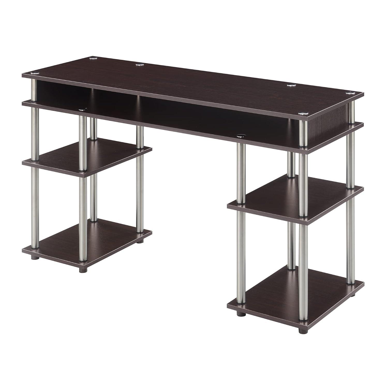 Convenience Concepts Designs2Go 30 inches Tall No Tools Student Desk with Shelves, Espresso