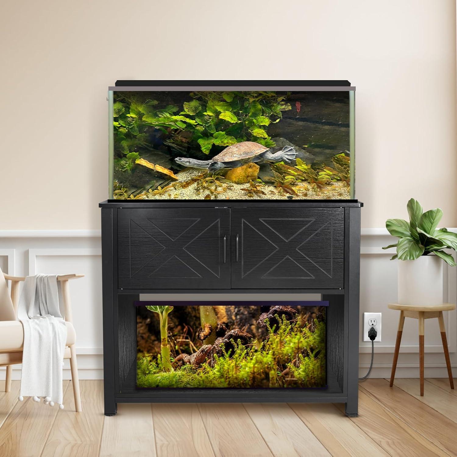 Tucker Murphy Pet™ Fish Tank Stand - 55-75 Gallon Wooden Aquarium Stand With Storage Cabinet For Fish Tank Accessories - 770 LBS Capacity, 51"X19.6"X35"H