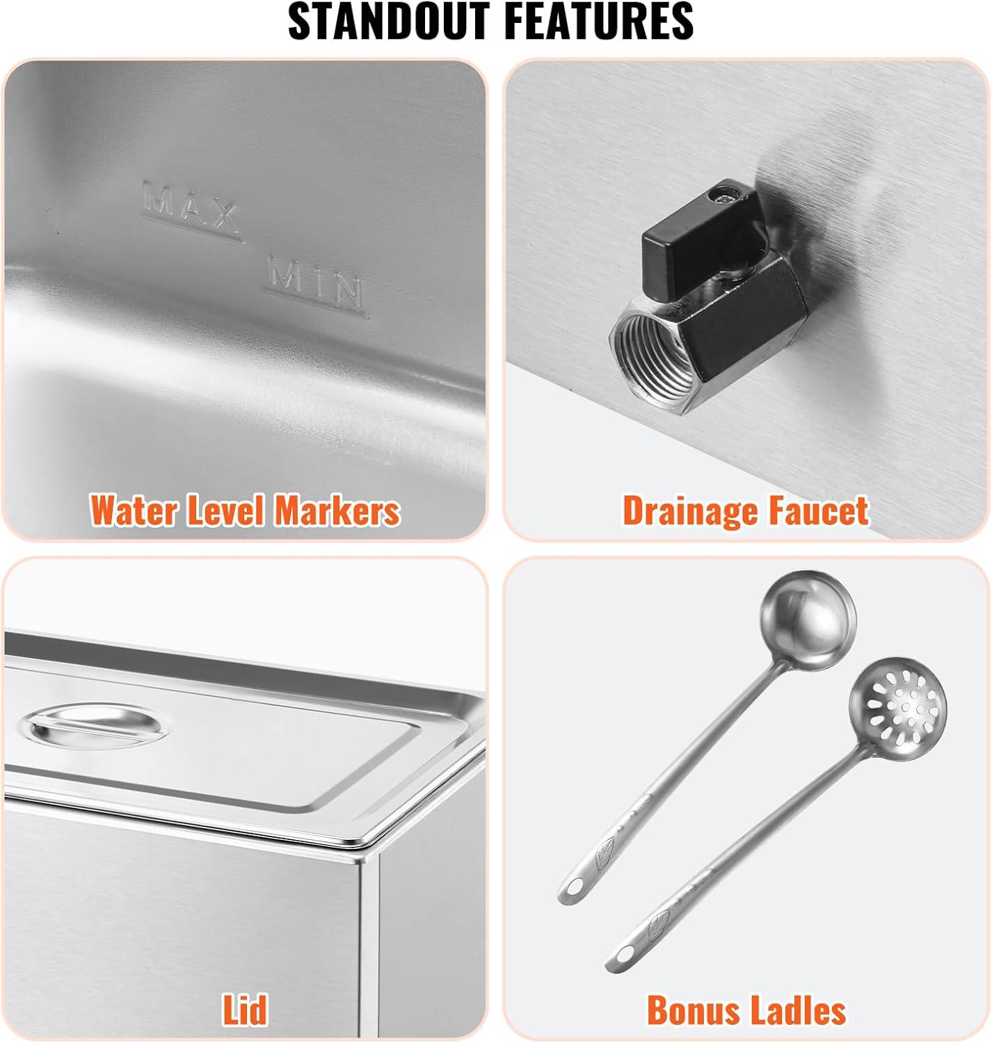 Latitude Run® Commercial Electric Food Warmer Countertop Buffet 1*19Qt Pan Bain Marie