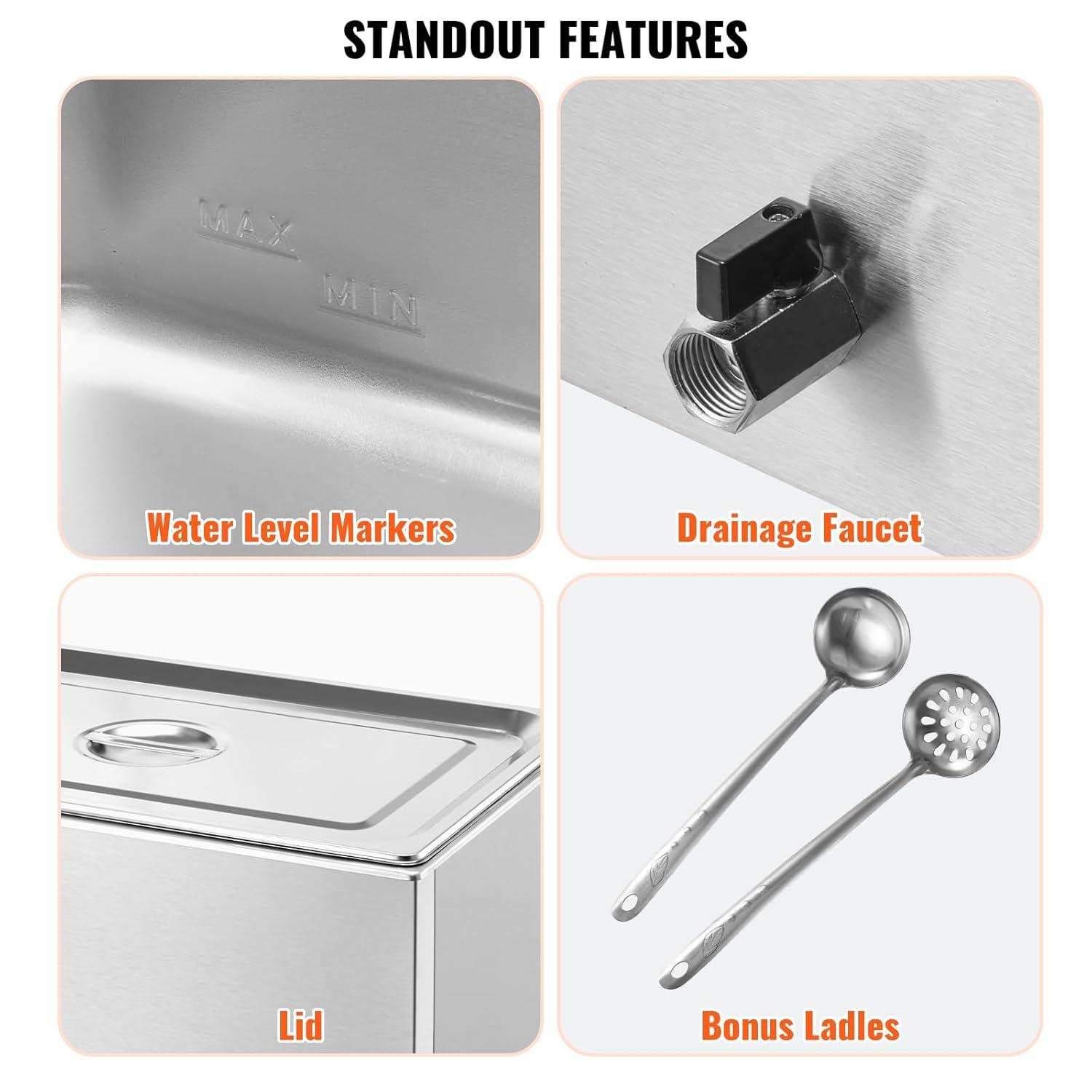 Latitude Run® Commercial Electric Food Warmer Countertop Buffet 1*19Qt Pan Bain Marie