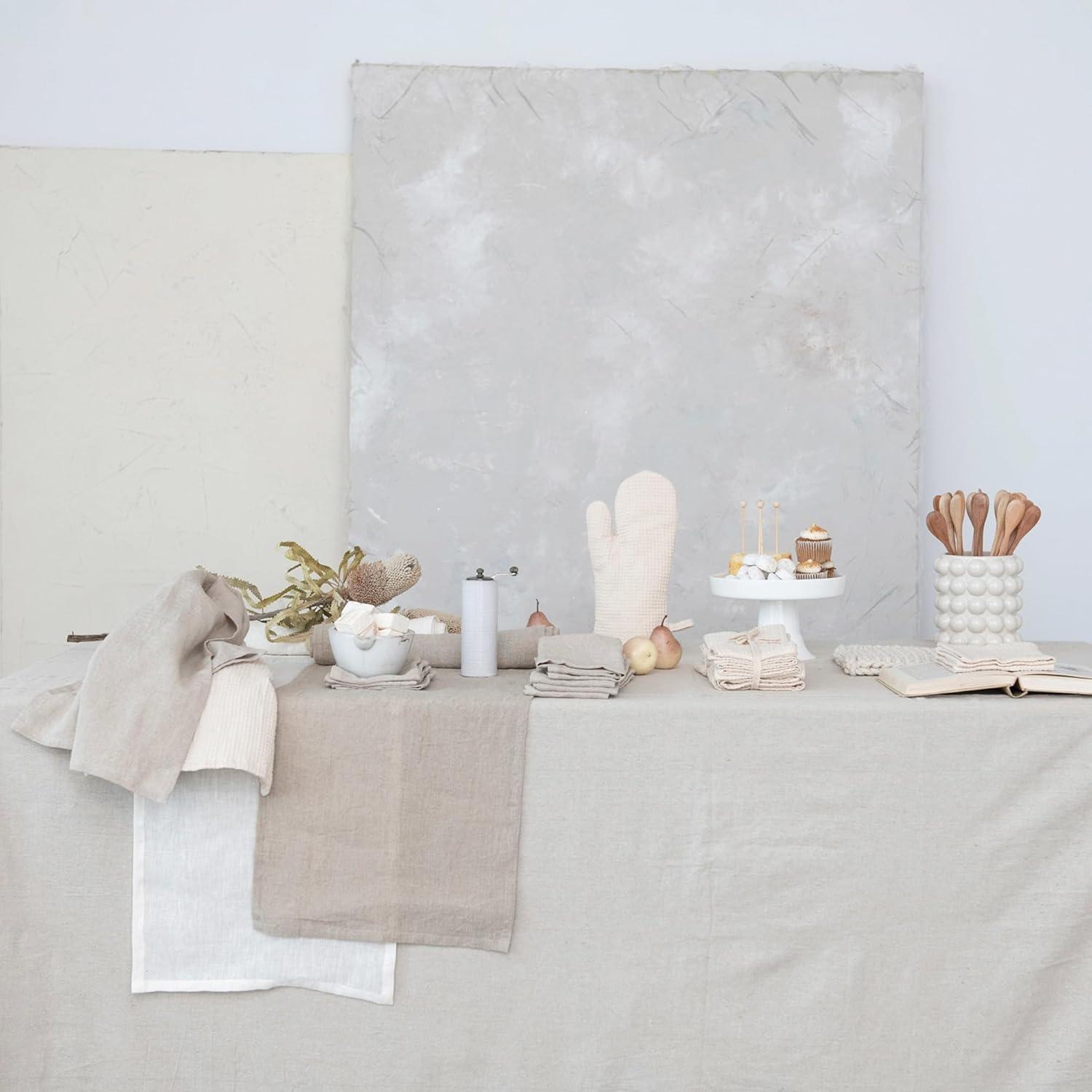 Ivory Stonewashed Linen 108-Inch Table Runner