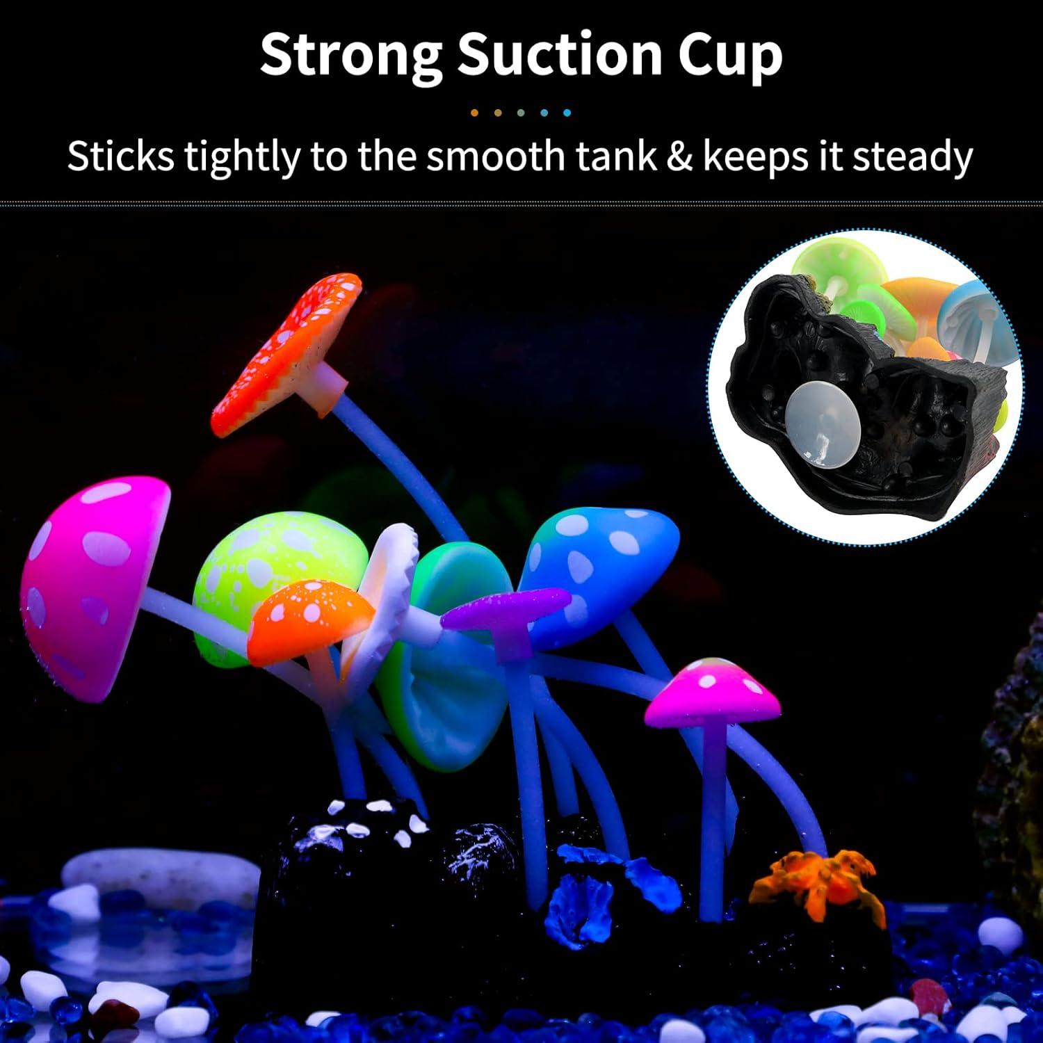 Uniclife Glowing Effect Artificial Mushroom Aquarium Plant Decor Ornament Decoration for Fish Tank Landscape