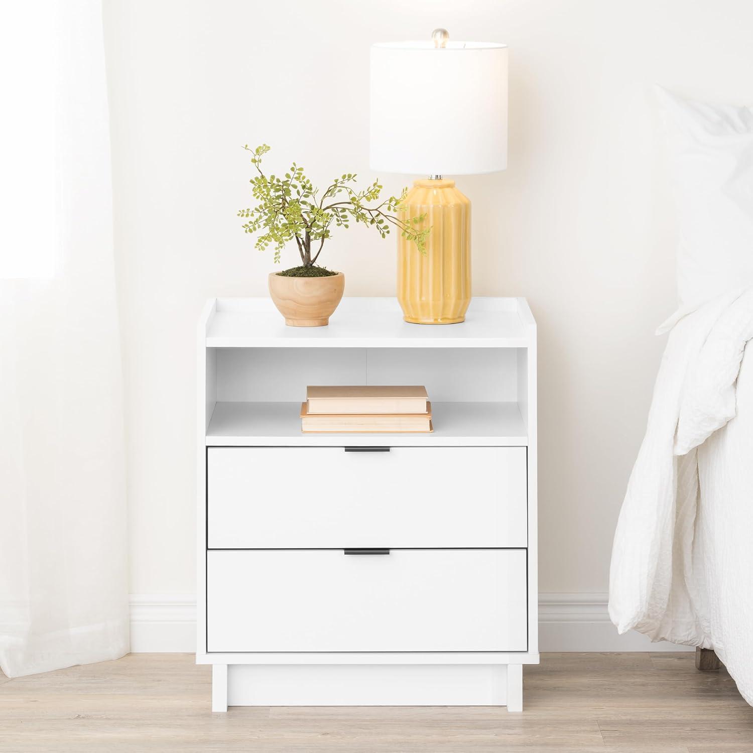 Prepac 23.75" Wide Simply Modern 2 Drawer Nightstand White