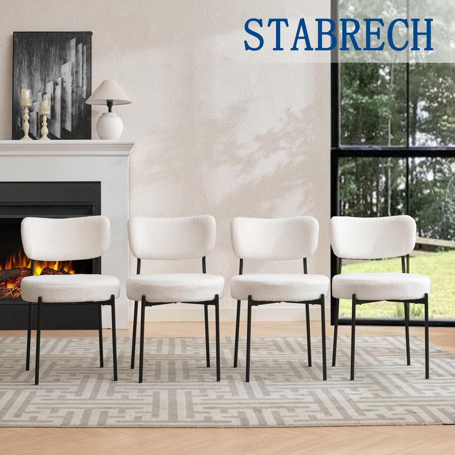 XINMICS White Dining Chairs Boucle Dining Room Chair Set of 2