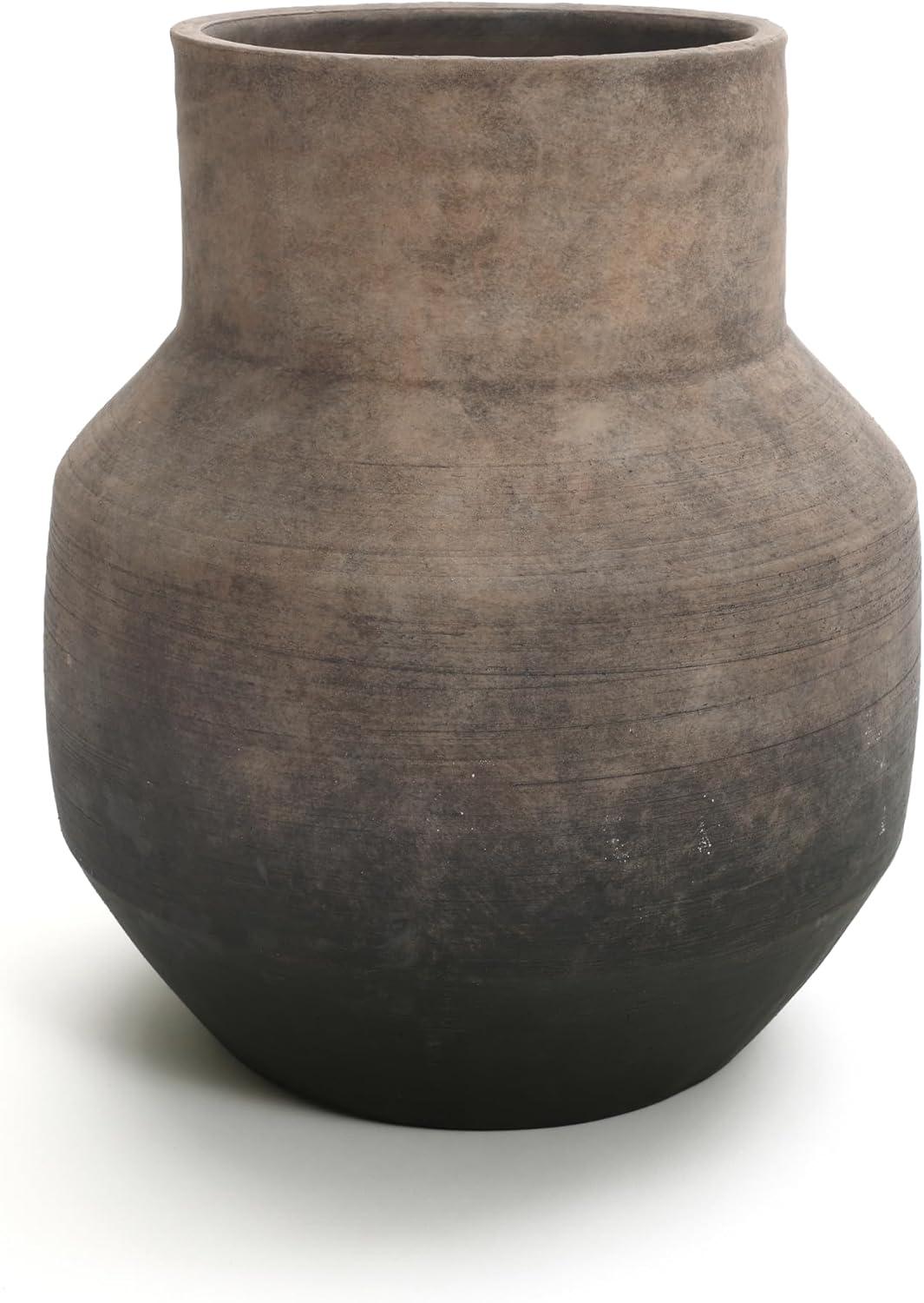 LuxenHome Brown Ombre Terracotta 11.4-Inch Round Vase