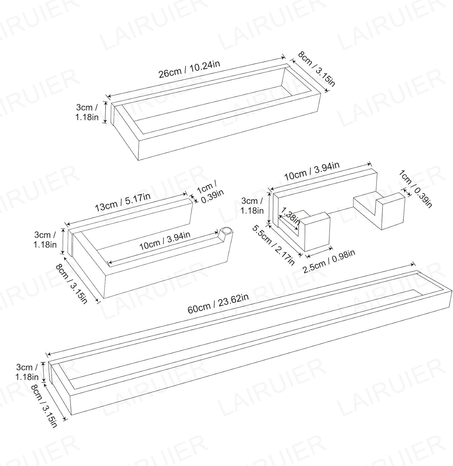 Brushed Nickel 4-Piece Stainless Steel Bathroom Hardware Set