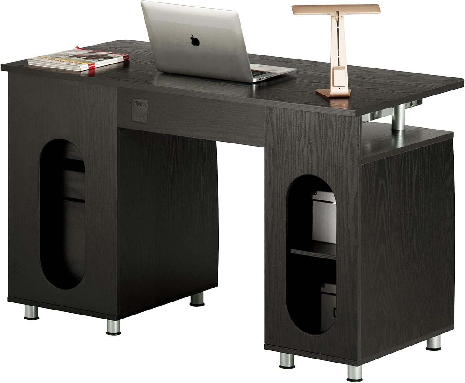 Complete Workstation Computer Desk with Storage Espresso- Techni Mobili: MDF Office Furniture, Keyboard Tray