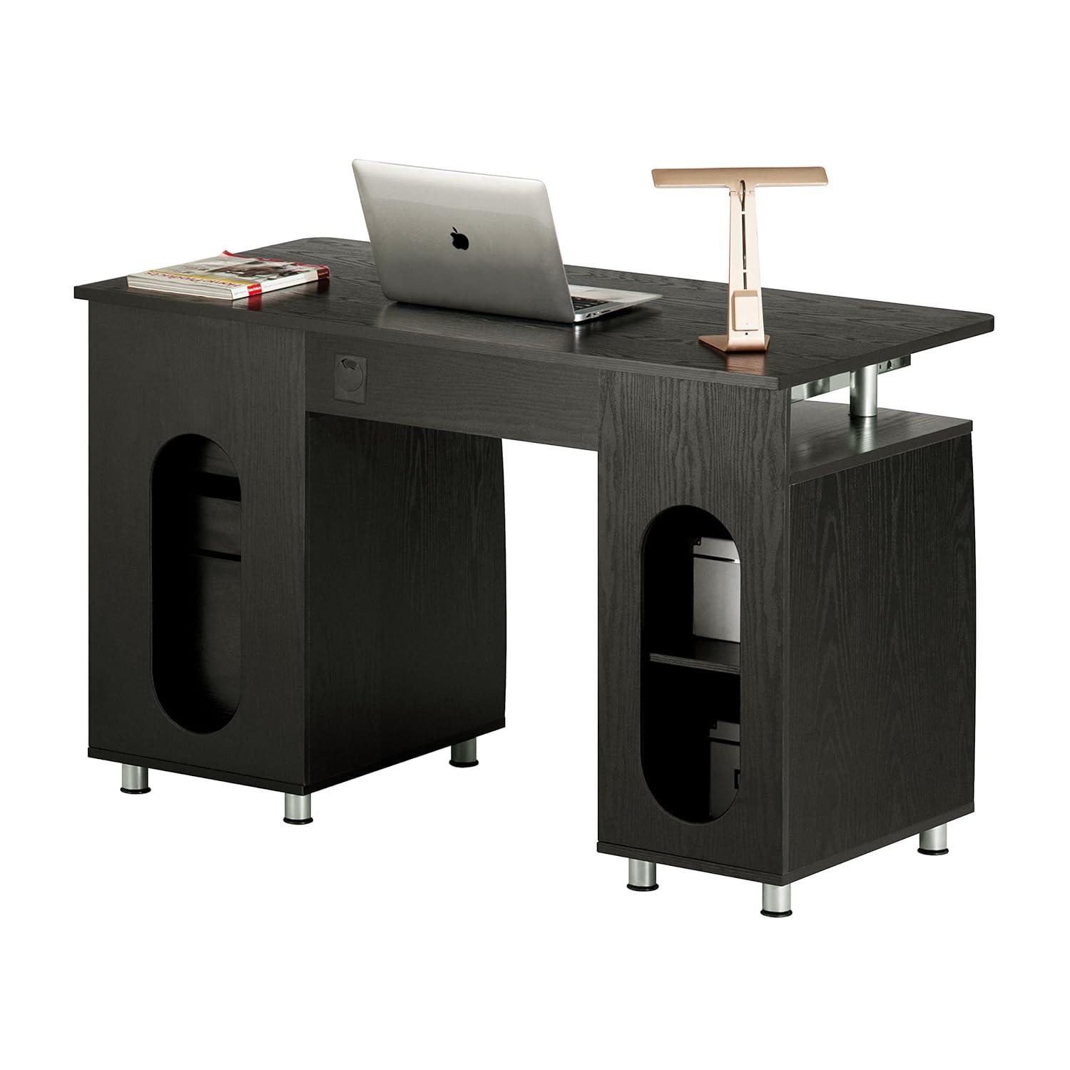 Complete Workstation Computer Desk with Storage Espresso- Techni Mobili: MDF Office Furniture, Keyboard Tray