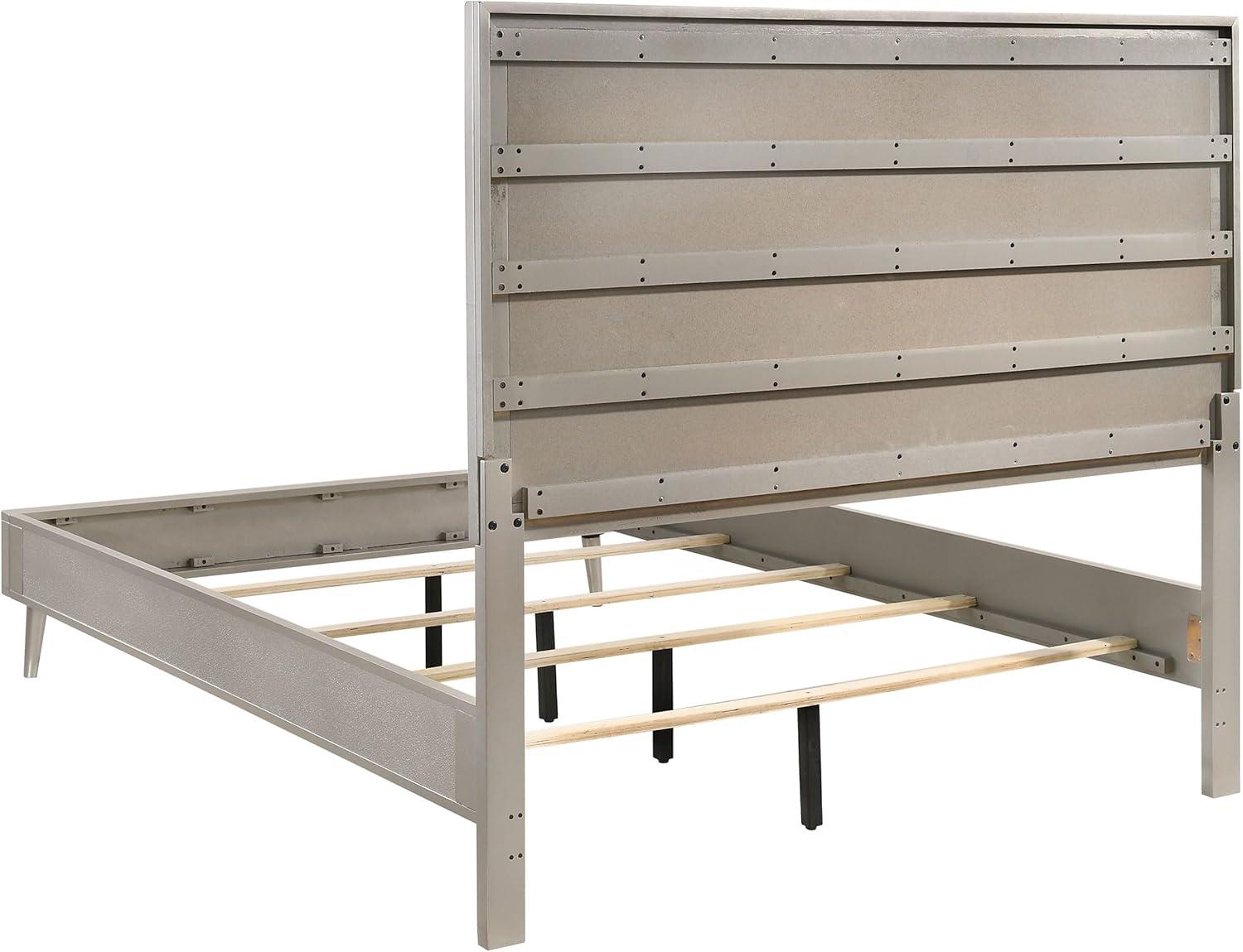 Coaster Ramon Contemporary Wood Queen Panel Bed Metallic Silver