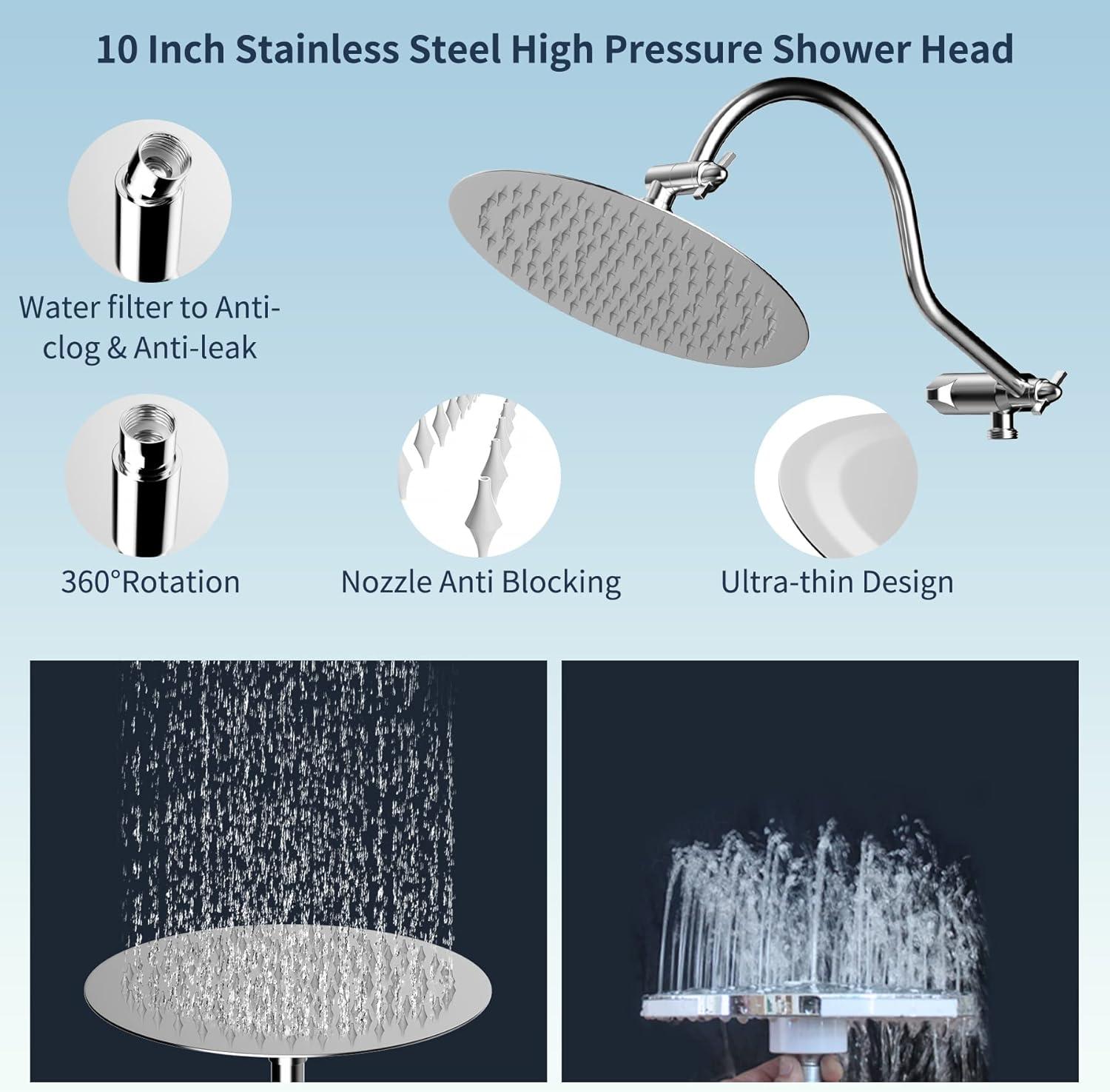 High Pressure Rainfall Shower Head with Handheld Spray Combo,Chrome