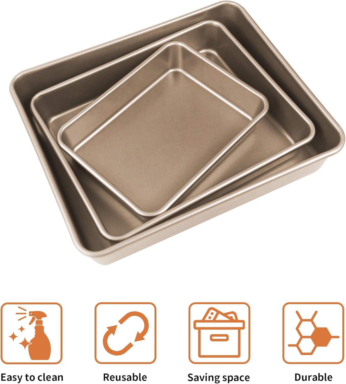 Gold Nonstick Carbon Steel Rectangular Cookie Sheet Set