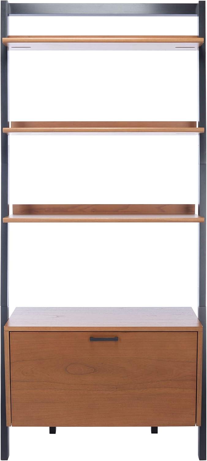 Vlad 3 Shelf 1 Door Etagere - ETG9405 - Natural/Charcoal - Safavieh
