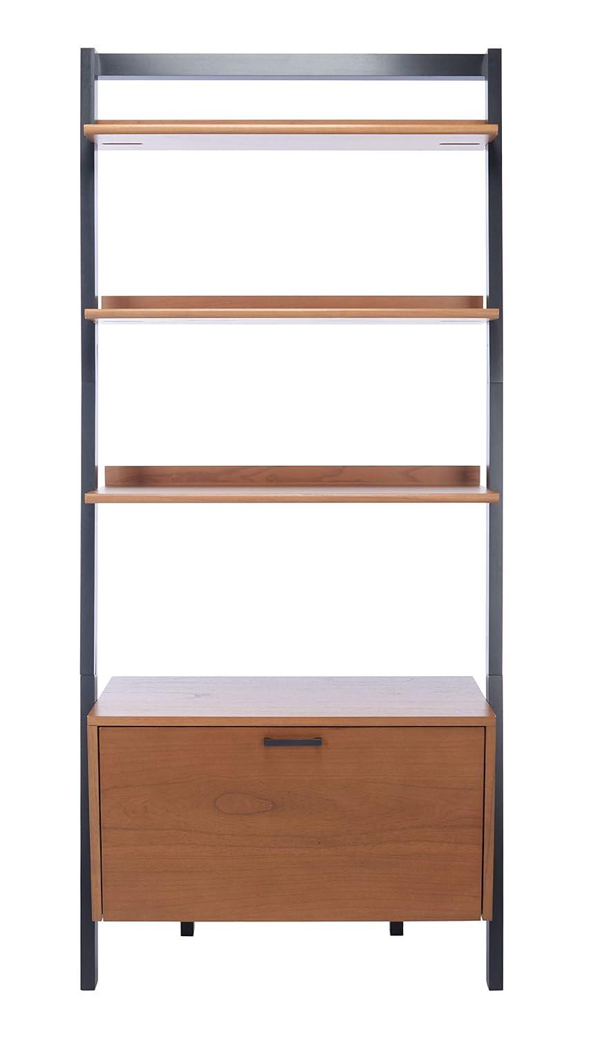 Vlad 3 Shelf 1 Door Etagere - ETG9405 - Natural/Charcoal - Safavieh