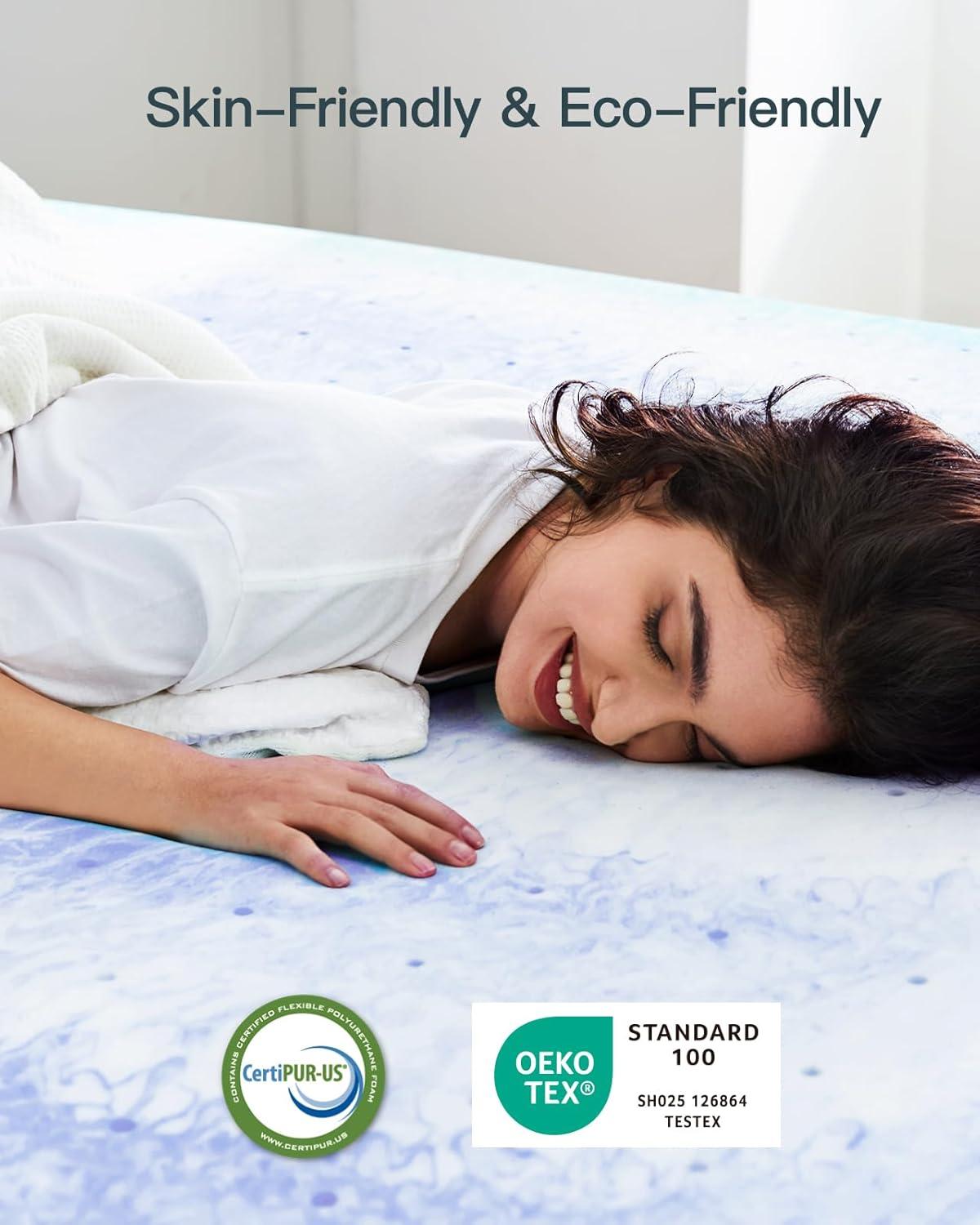 Queen Size Cooling Gel Memory Foam Mattress Topper