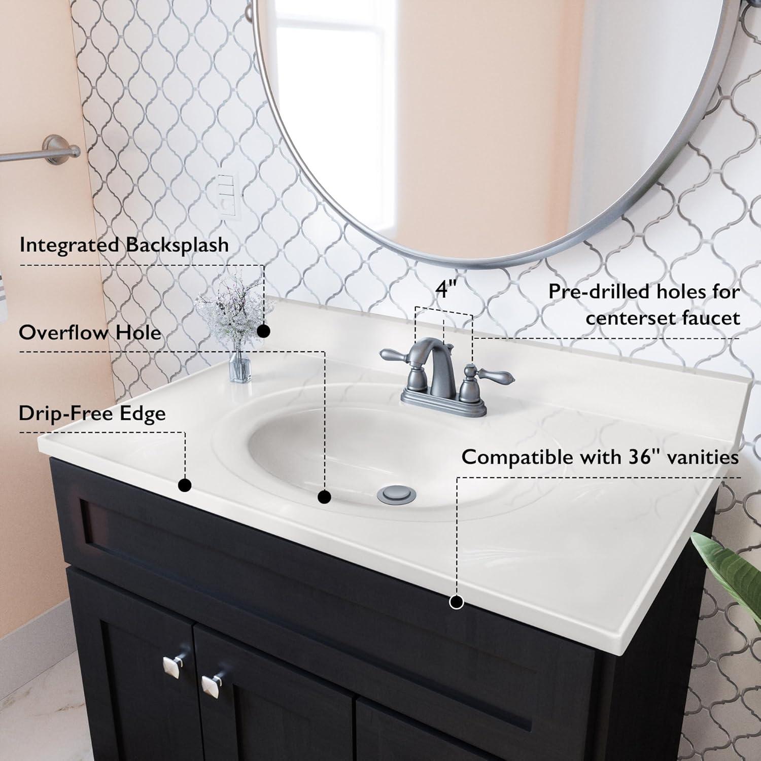 37-in. Cultured Marble Vanity Top with Backsplash, Ivory Swirl – Design House, 586339