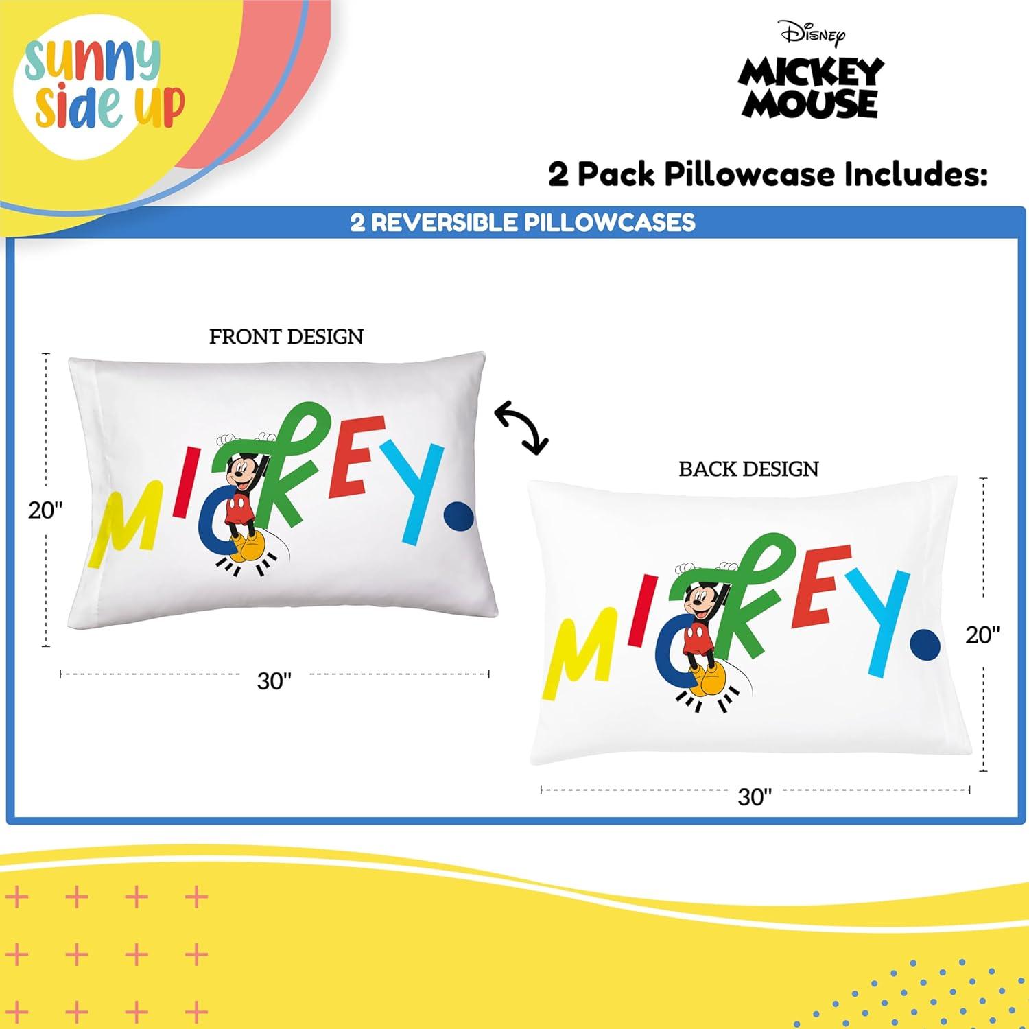 Mickey Mouse Kids Reversible Microfiber Pillowcases Set