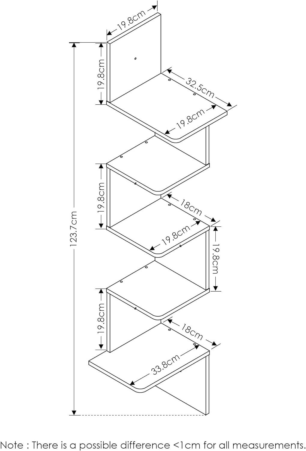 Furinno Contemporary 13.39" x 13.39" 5-Tier Wood Floating Shelf