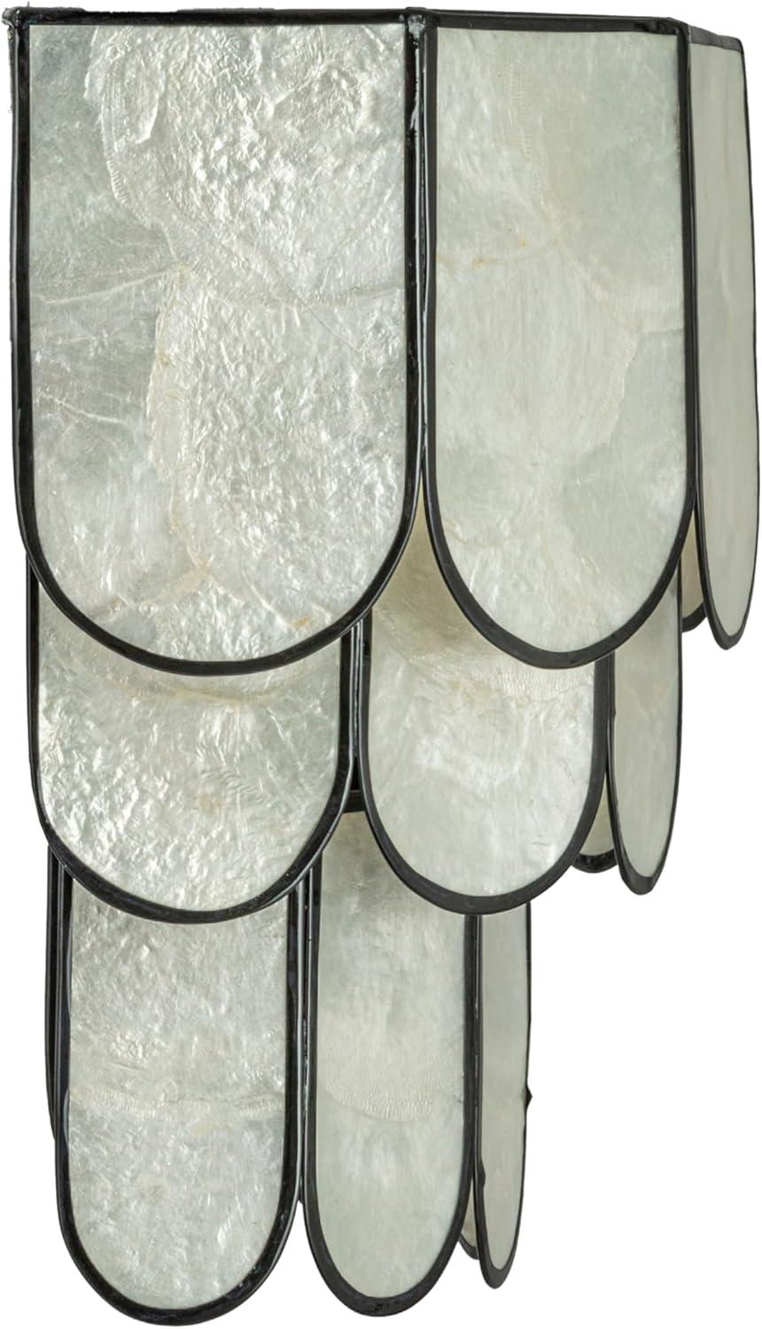 Storied Home 4-Tier Capiz and Metal Wall Sconce: ETL & UL Listed, 1-Way On Off, No Battery Required