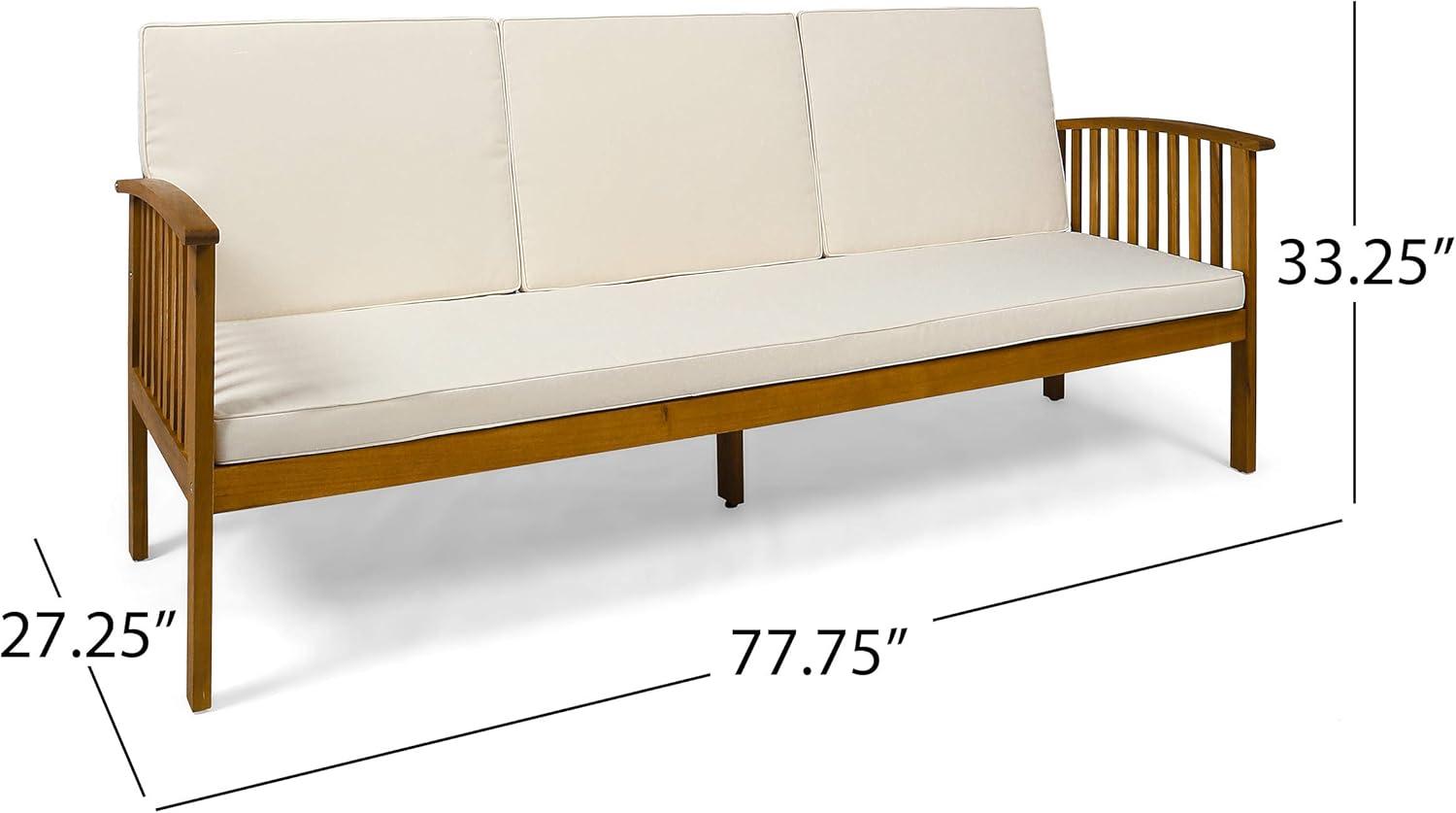 Carolina Acacia Wood Patio Sofa Teak - Christopher Knight Home: Weather-Resistant Outdoor Couch with Cushions