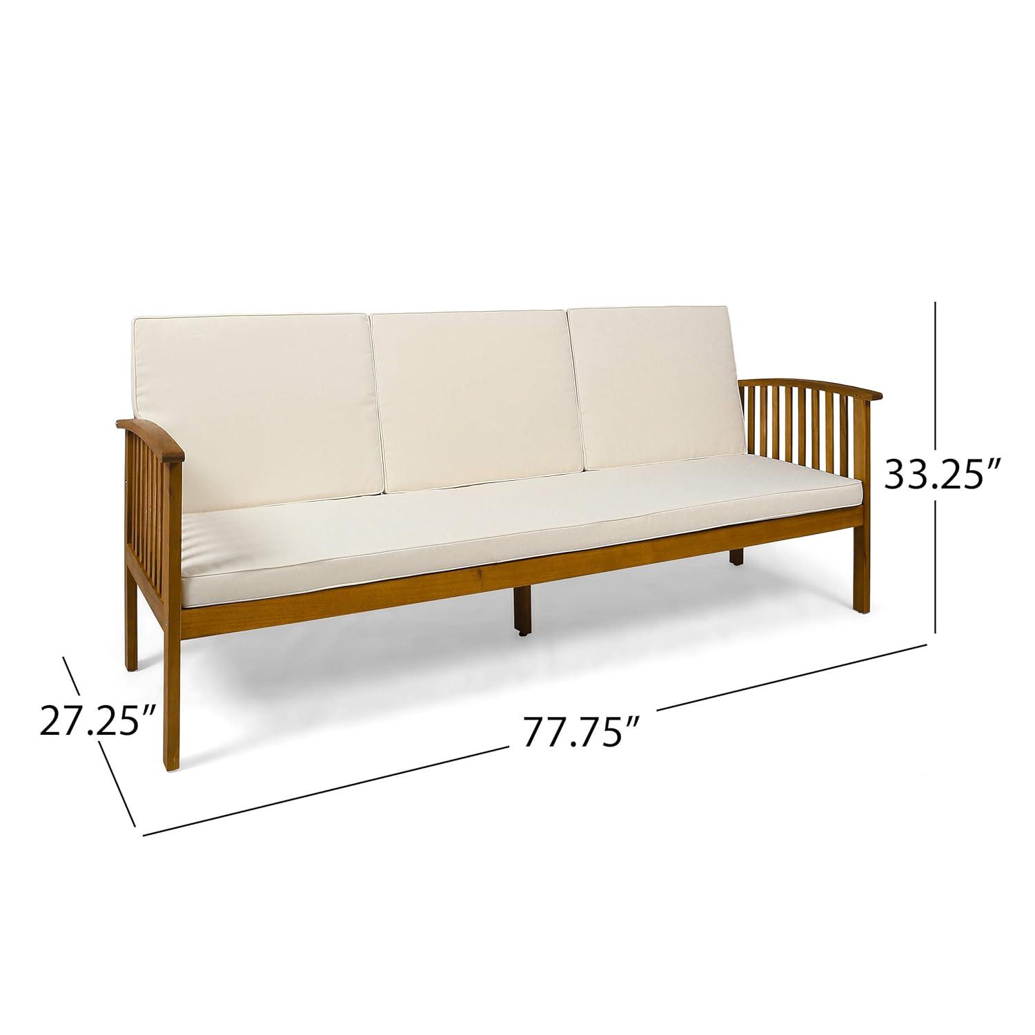 Carolina Acacia Wood Patio Sofa Teak - Christopher Knight Home: Weather-Resistant Outdoor Couch with Cushions