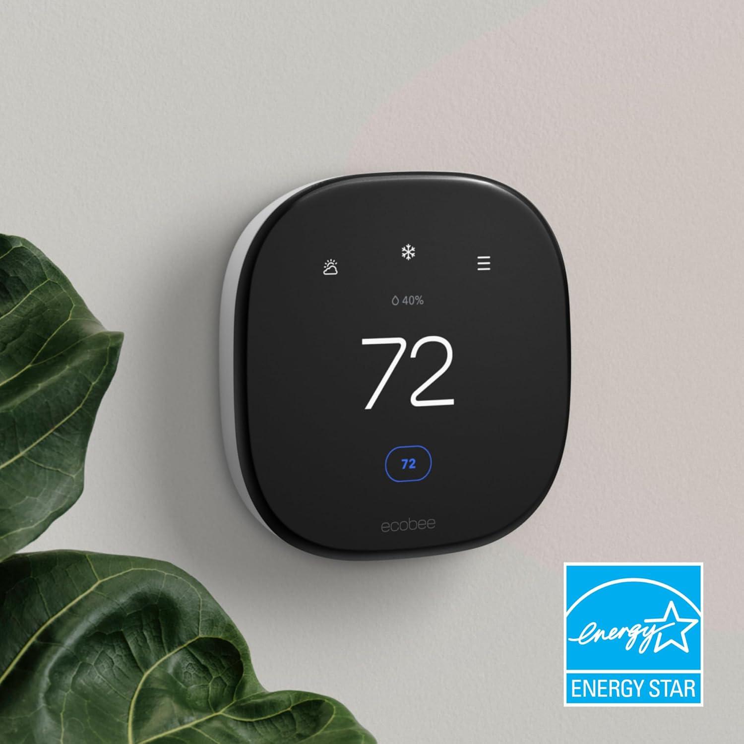 ecobee Smart Thermostat Enhanced: Energy Star Certified, Compatible with Alexa & Google Assistant, 3-Year Warranty
