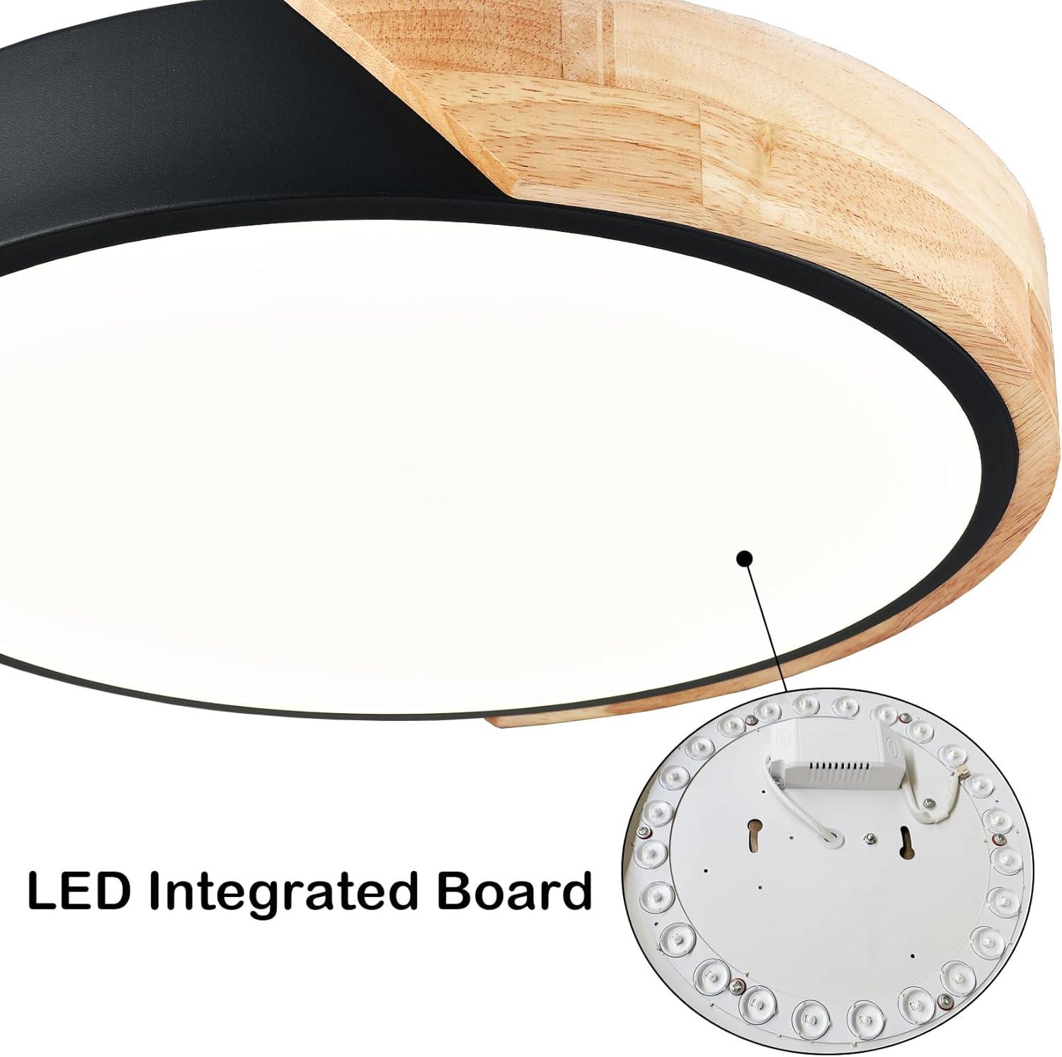 Modern Black LED Flush Ceiling Light 2-Pack