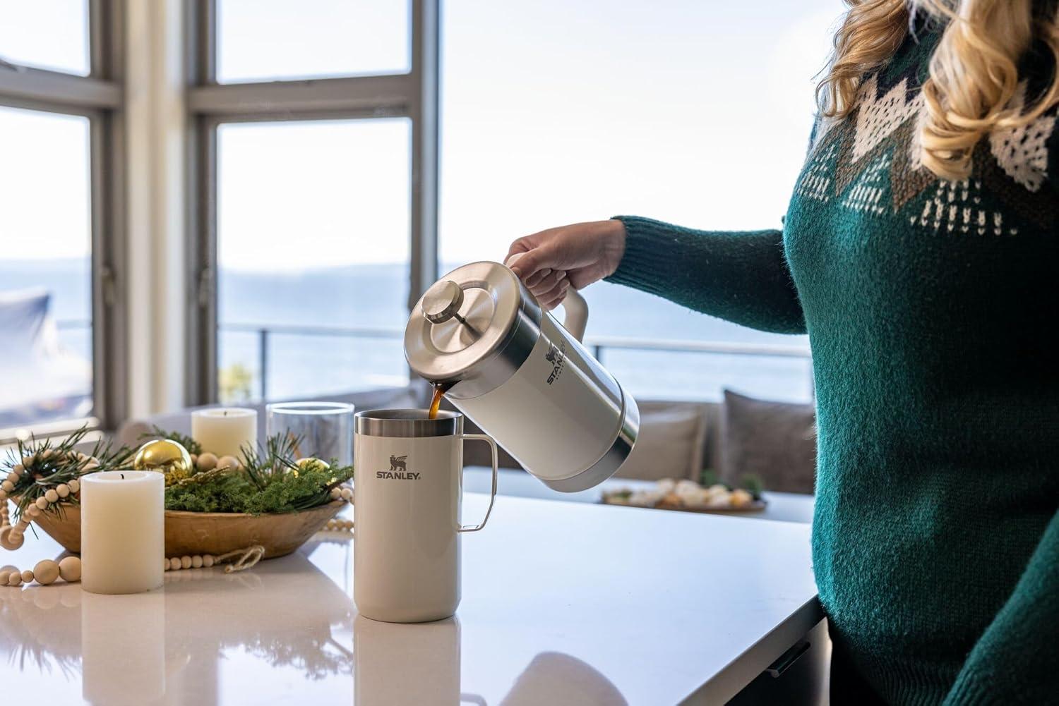 Stanley 24 oz Stainless Steel Classic Legendary Mug Cream Gloss: Dishwasher-Safe Drinkware for Hot & Cold Beverages