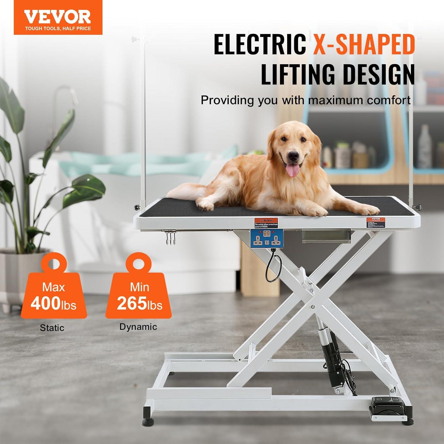 VEVOR 50" Electric Pet Grooming Table with Heavy-Duty Arm, Height-Adjustable Dog Grooming Station