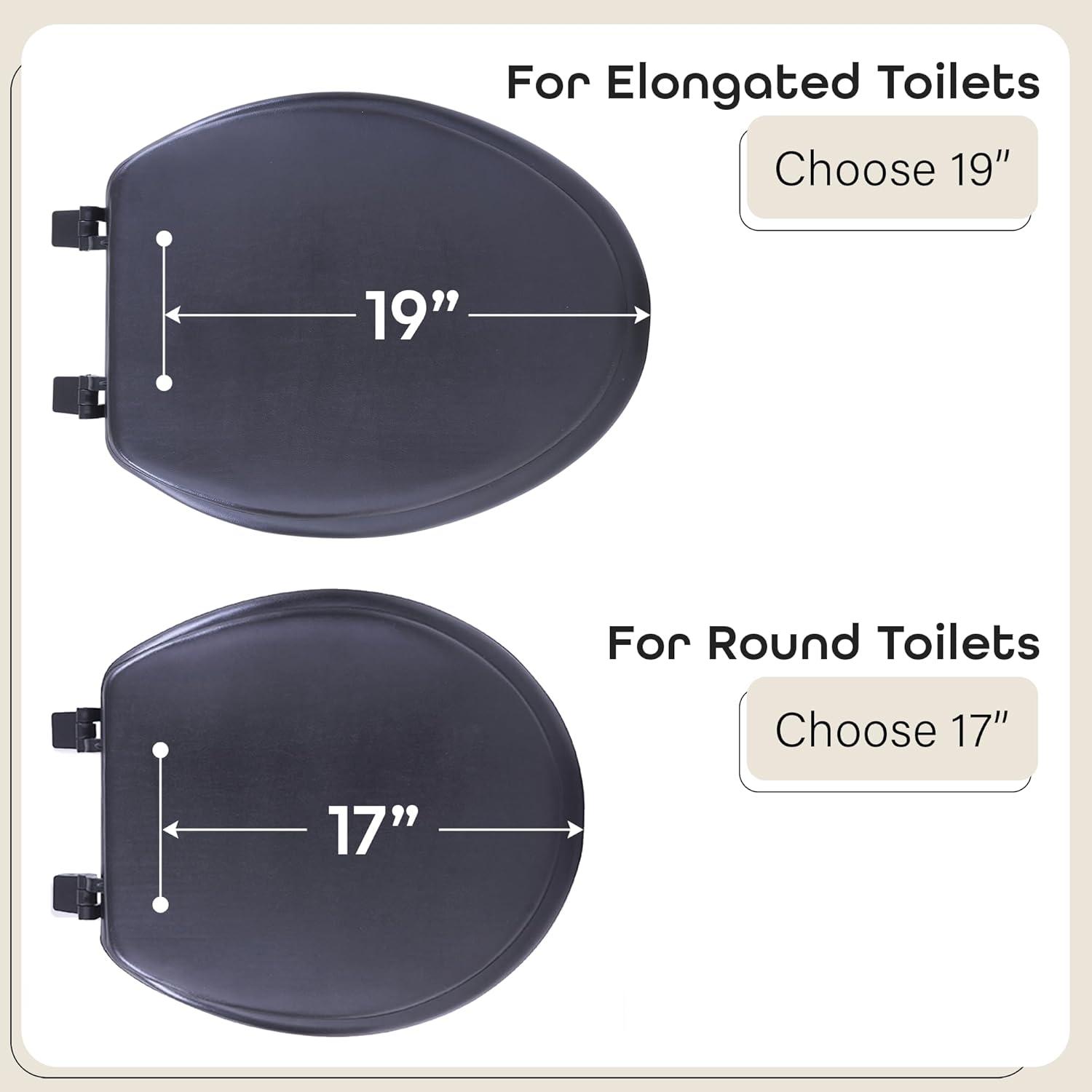 Black 19" Soft Elongated Vinyl Toilet Seat with Foam Cushion