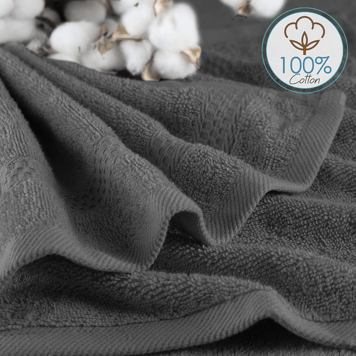 White Classic Luxury 100% Cotton Washcloths Set of 12 - 13x13" Gray