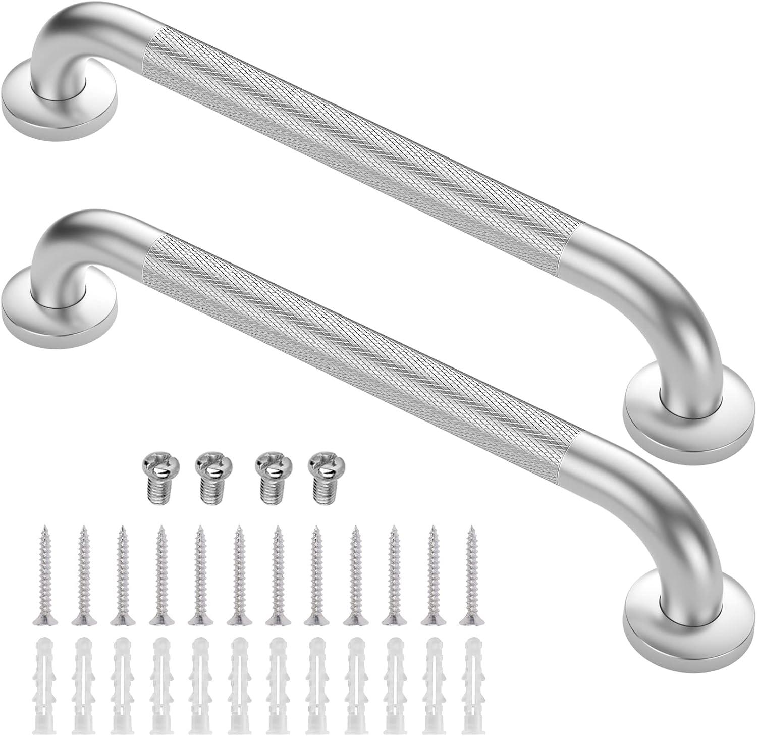 2 Pack 18 Inch Grab Bars for Bathtubs and Showers, Anti Slip Shower Grab Bars Stainless Steel Shower Handle Handicap Elderly Senior Assist Bathroom Saft Handle