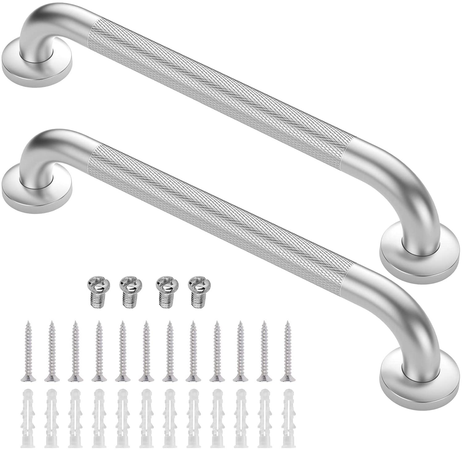 Hodvit 16" Stainless Steel Grab Bars, 2 Pack, Anti Slip Shower Handles for Elderly and Handicap Bathroom Safety, Bathtub Assist