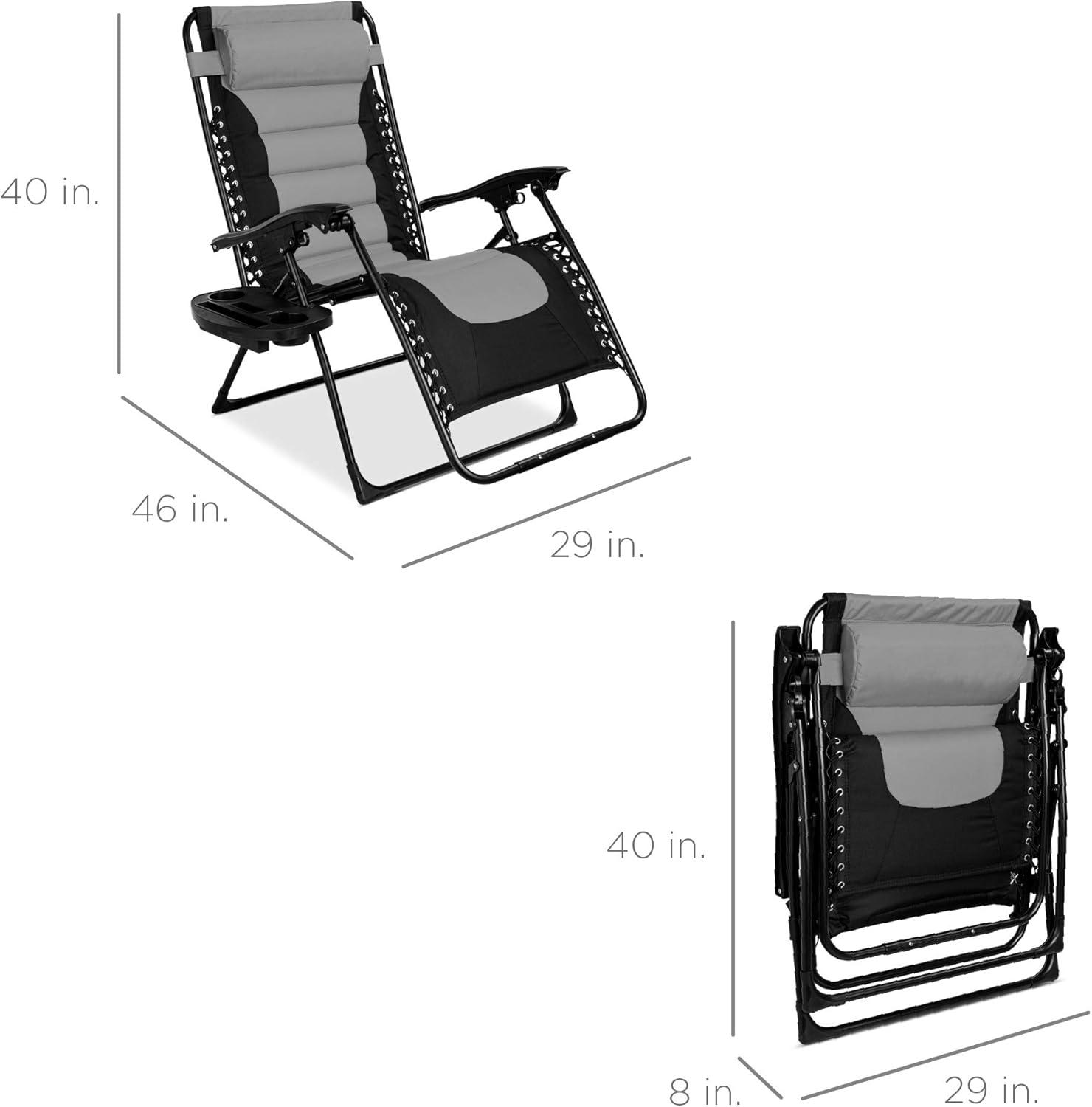 Best Choice Products Oversized Padded Zero Gravity Chair, Folding Outdoor Patio Recliner w/ Side Tray