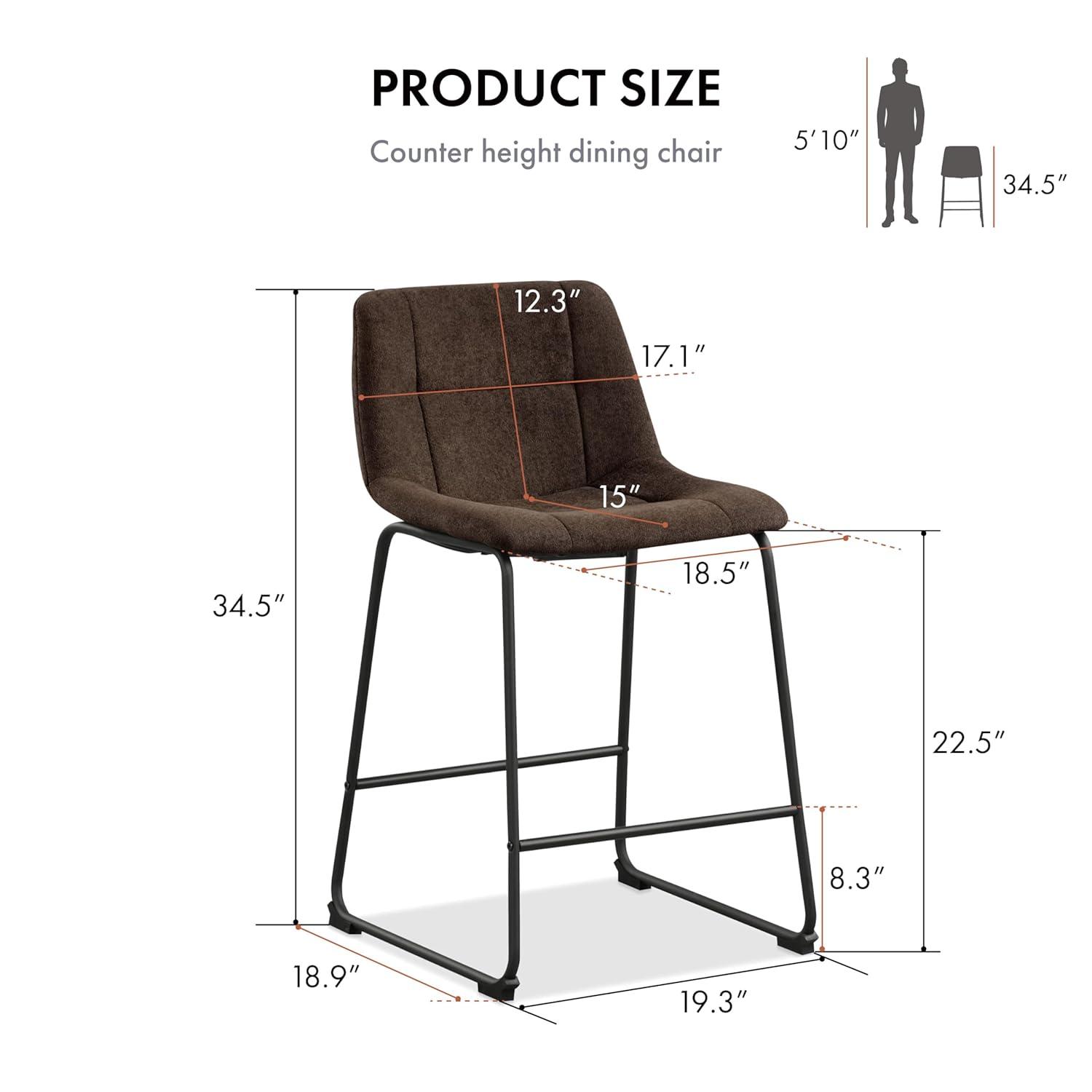 Furniture of America Perri Modern Chenille Counter Height Dining Chairs, Brown (Set of 2)