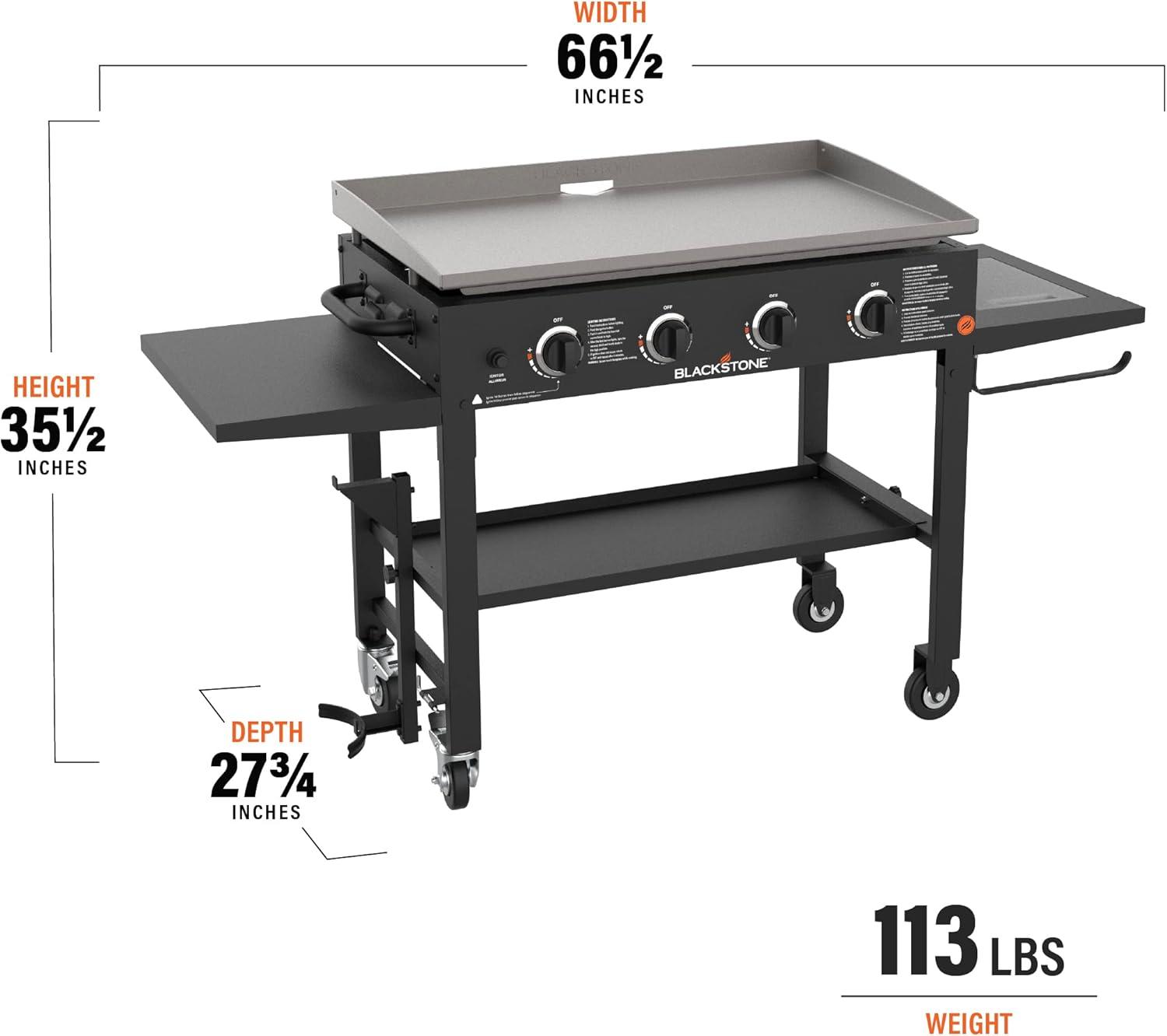 Blackstone 4-Burner 28" Flat-Top Griddle Grill with Side Shelf Cutting Board