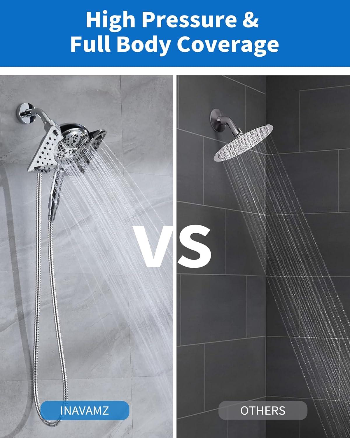 Chrome Dual-Head Handheld Rain and Pulse Shower System