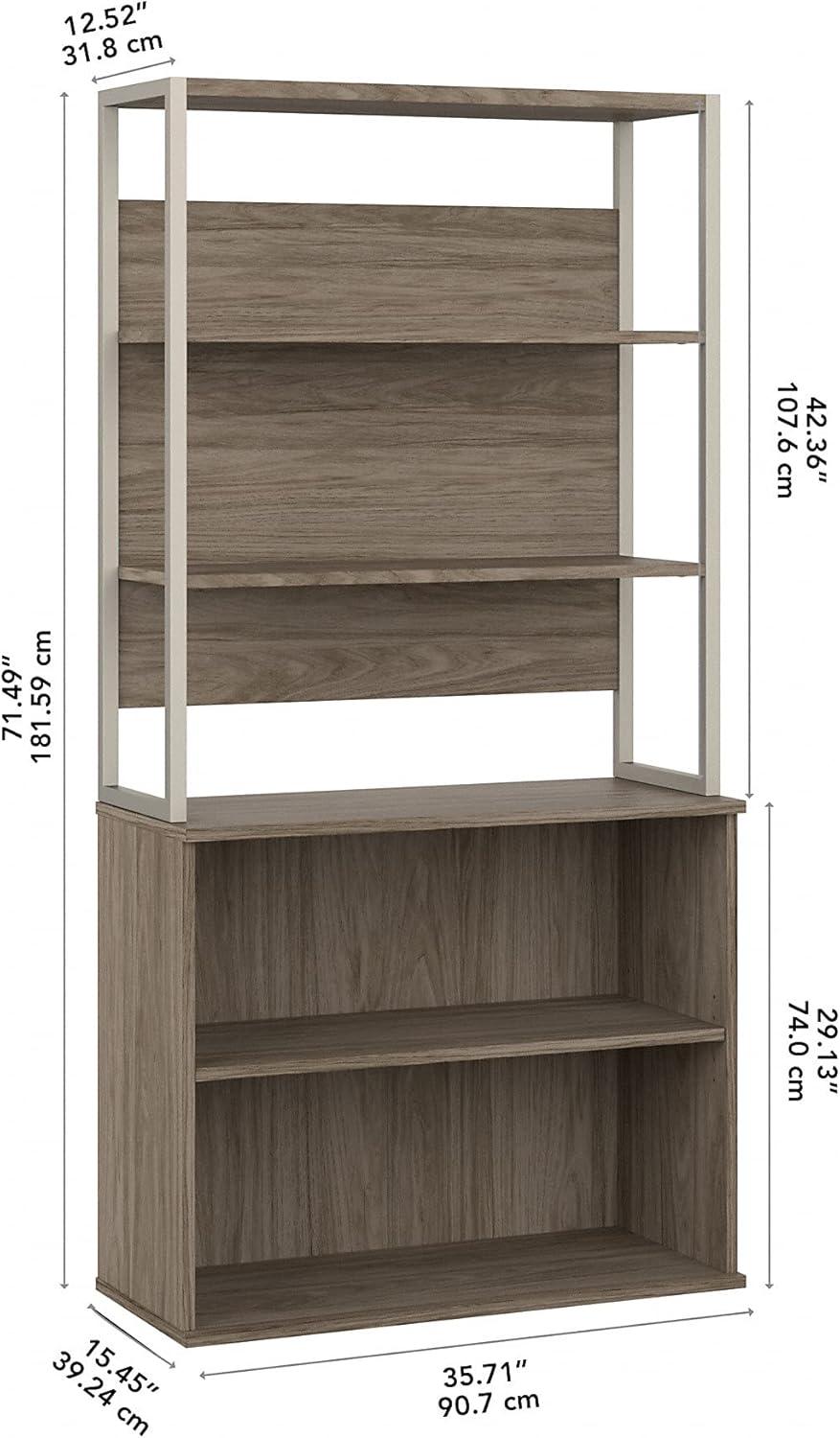 Modern Hickory Adjustable 4-Shelf Tall Etagere Bookcase