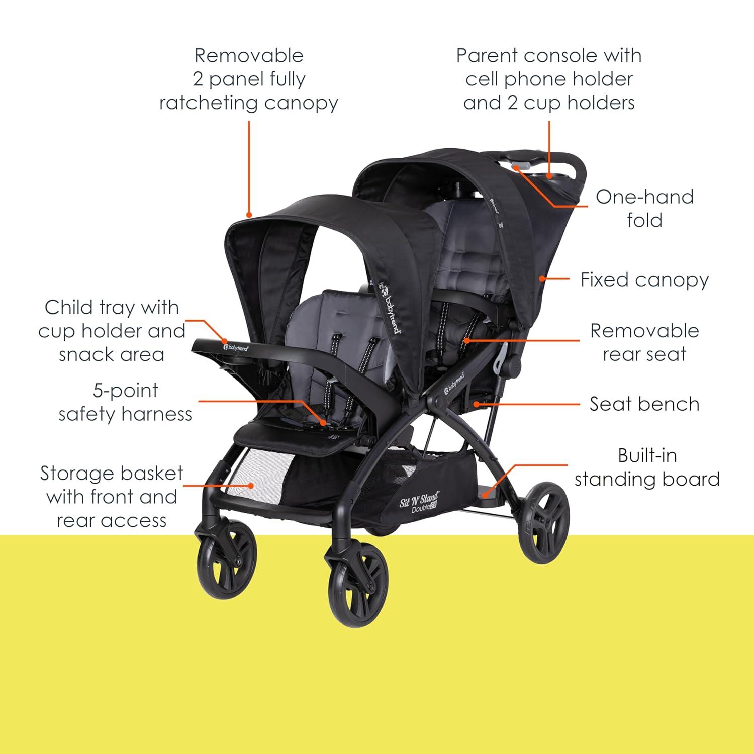 Baby Trend Sit N Stand Double 2.0 Stroller - Dash Gray