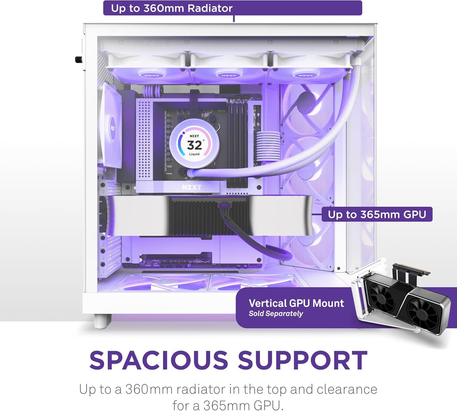 Matte White Mid-Tower Gaming Case with RGB Fans