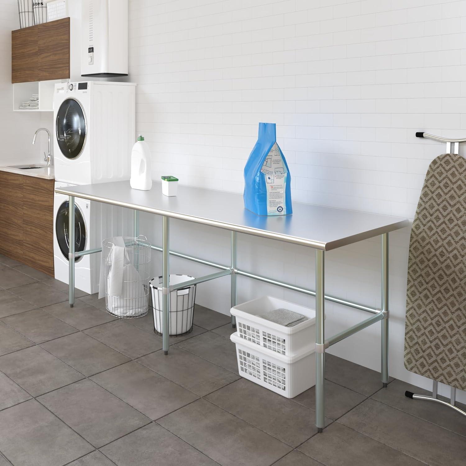 AmGood 30 in. x 96 in. Open Base Stainless Steel Work Table | Residential & Commercial