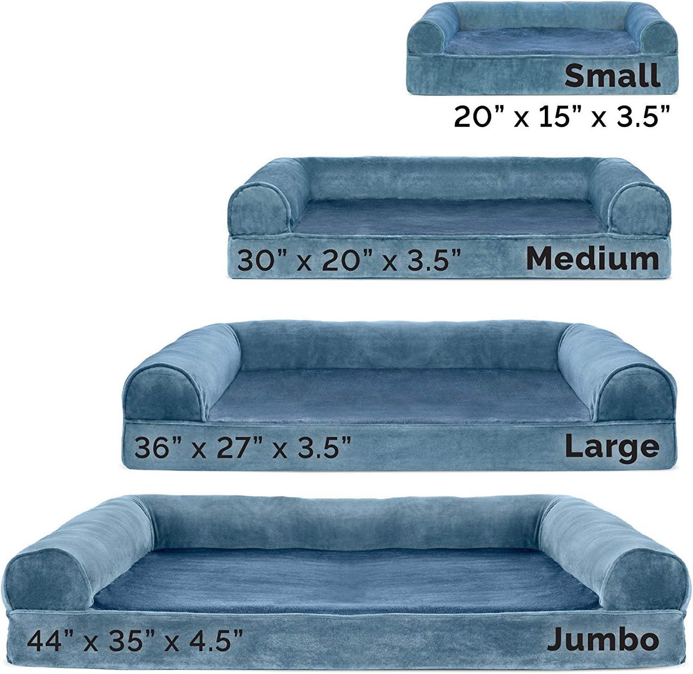 FurHaven Pet Products Faux Fur & Velvet Orthopedic Sofa Pet Bed for Dogs & Cats - Harbor Blue, Medium