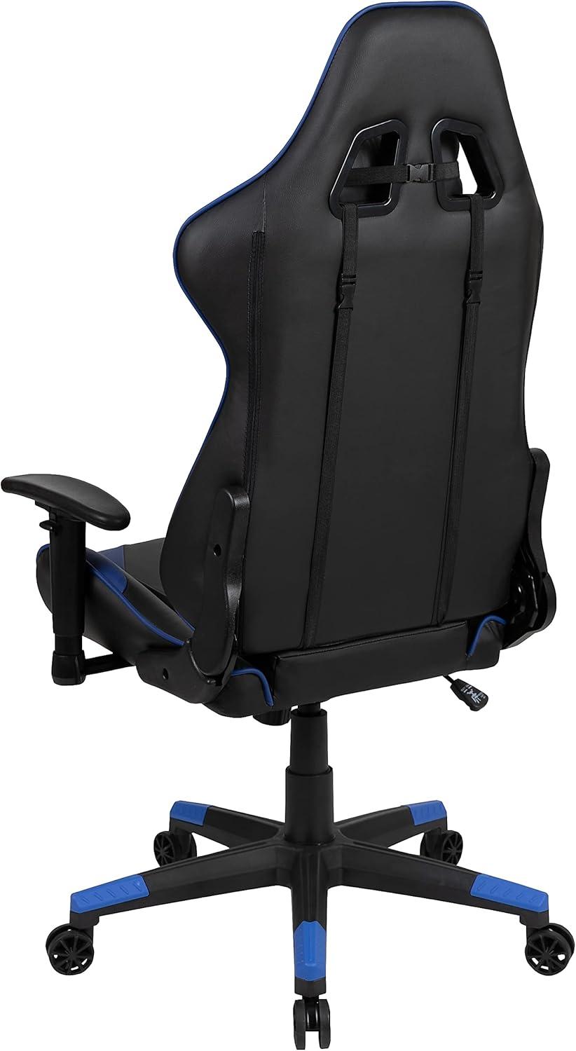 Flash Furniture X20 Gaming Chair Racing Office Ergonomic Computer PC Adjustable Swivel Chair with Reclining Back in Blue LeatherSoft