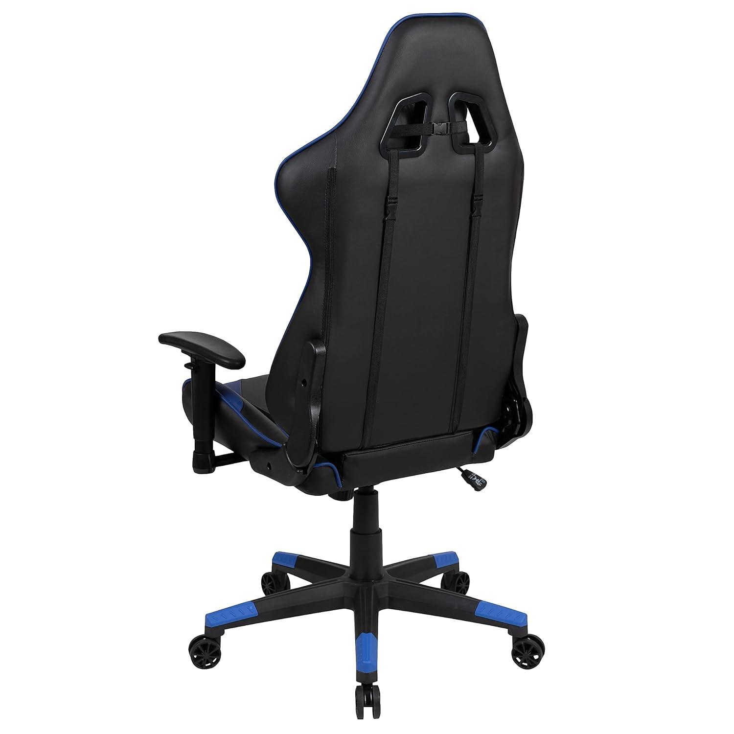 Flash Furniture X20 Gaming Chair Racing Office Ergonomic Computer PC Adjustable Swivel Chair with Reclining Back in Blue LeatherSoft